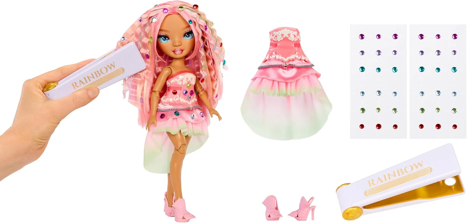Rainbow High Be Dazzling – Adeline Rose – Rosa 28 cm Modepuppe mit Verzierungswerkzeug, Funkelnden Schmucksteinen und Styling-Accessoires - Image 2