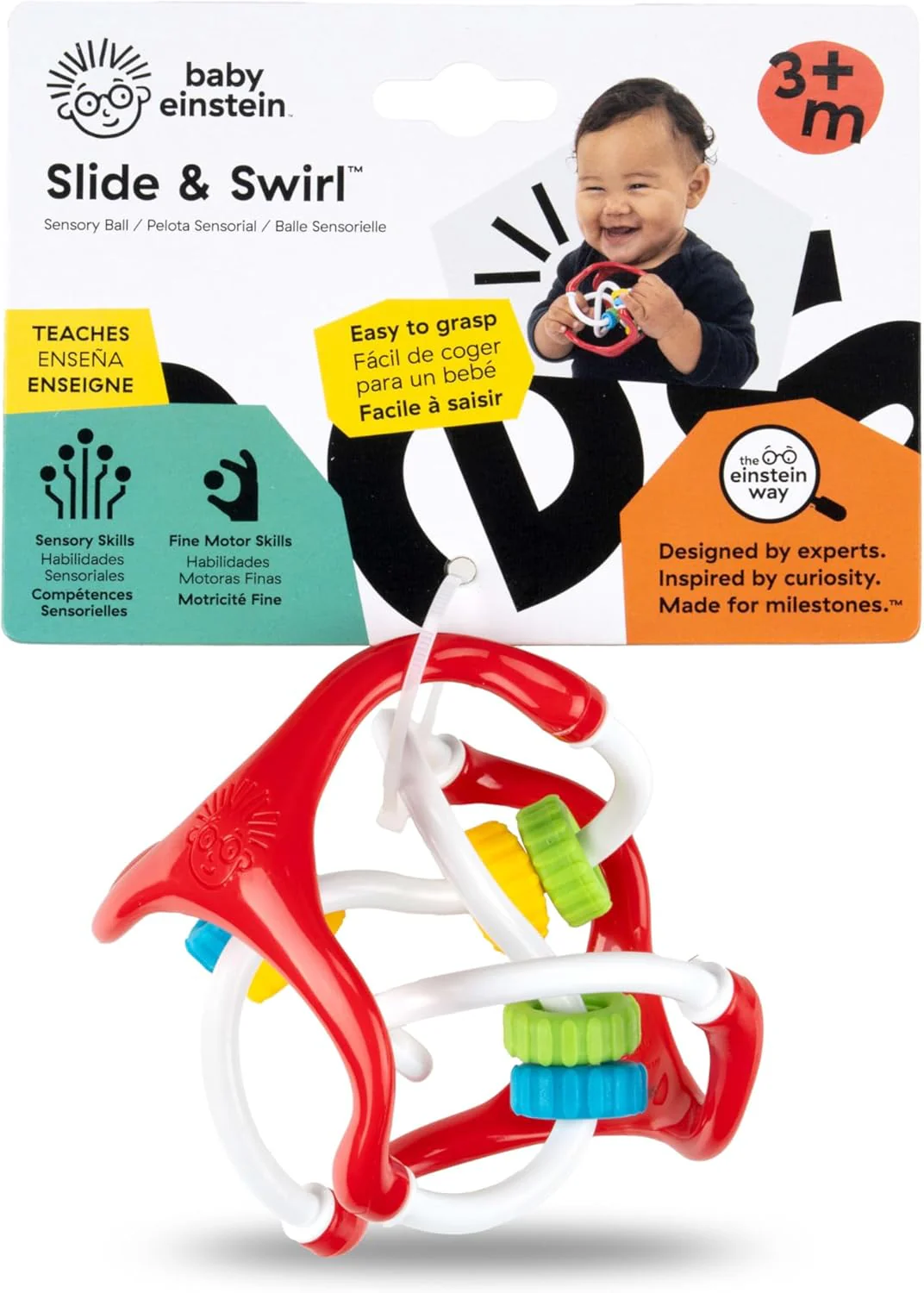 Baby Einstein Slide & Swirl Sensory Ball, Palla Multisensoriale con Perline Scorrevoli, dai 3 Mesi in su - Image 4