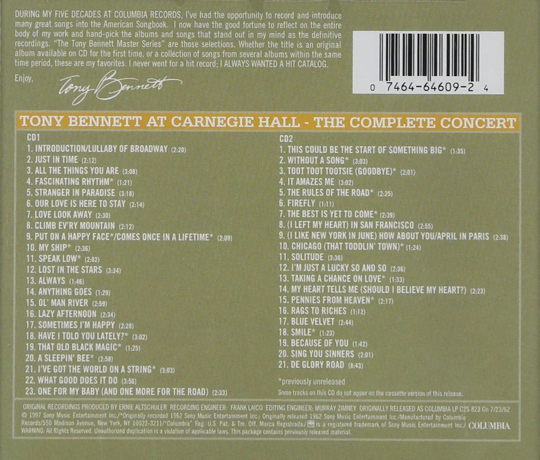 Tony Bennett-At Carnegie Hall -2Cd - Image 2