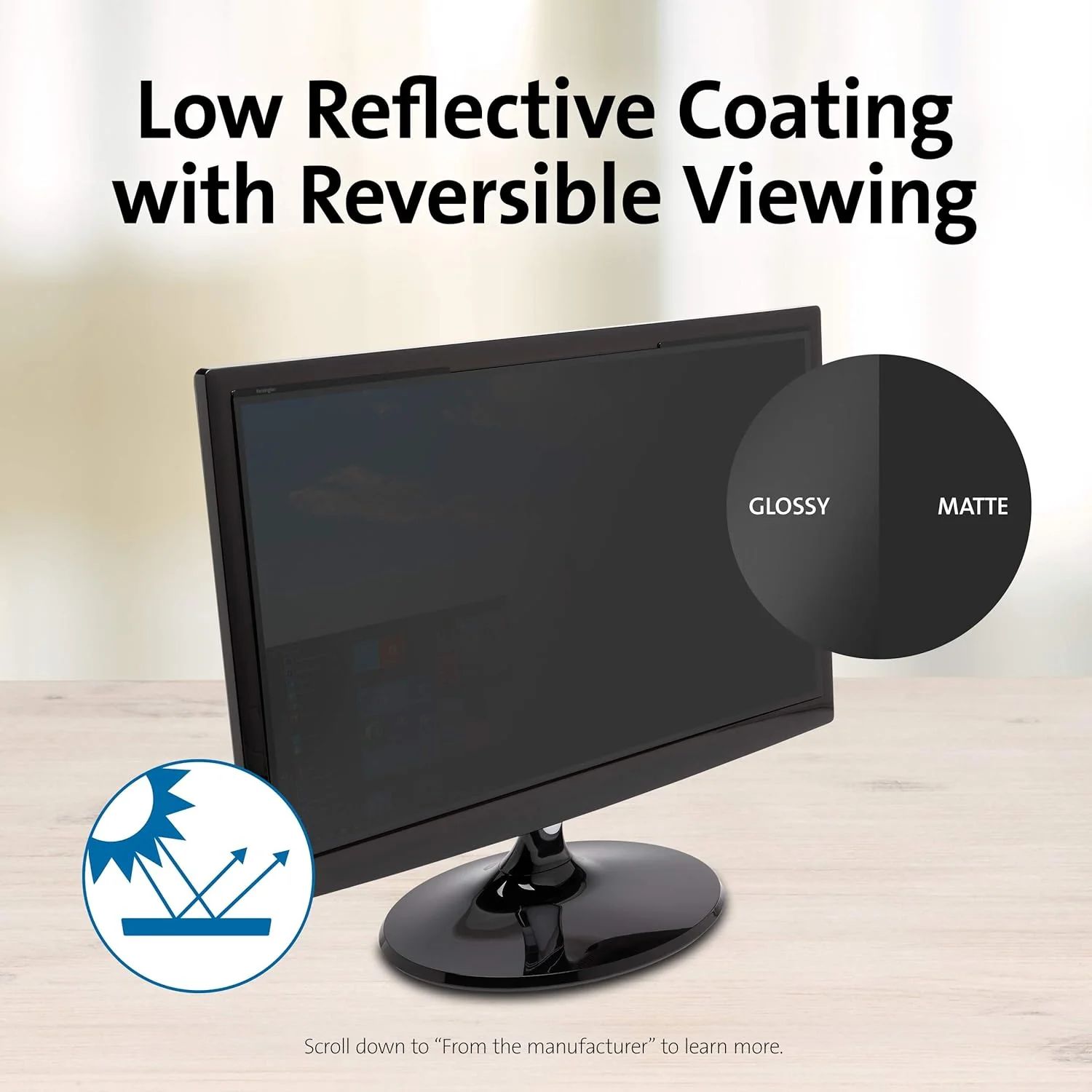 Kensington Magnetic Privacy Screen Filter - MagPro Magnetic 24 Inch 16:10 Monitor Privacy Screen Filter with Blue Light Filter, Anti-Glare Screen Protector (K58358WW) - Image 4
