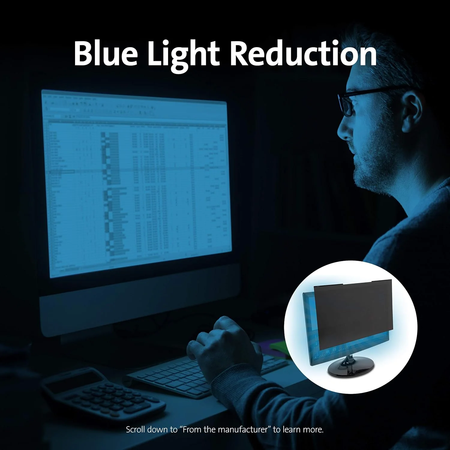 Kensington Magnetic Privacy Screen Filter - MagPro Magnetic 24 Inch 16:10 Monitor Privacy Screen Filter with Blue Light Filter, Anti-Glare Screen Protector (K58358WW) - Image 5