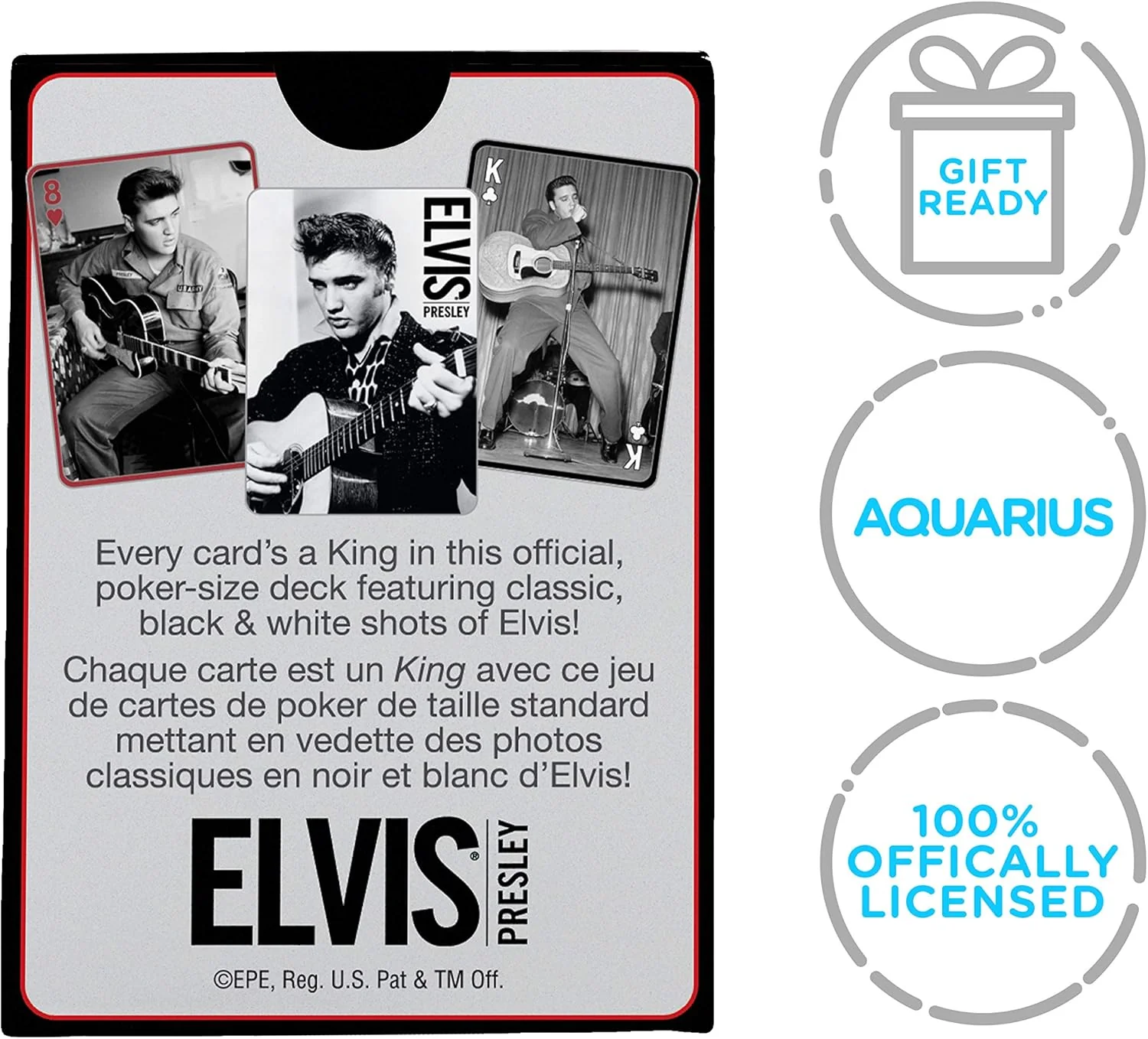 AQUARIUS Elvis Playing Cards - Elvis Presley Themed Deck of Cards for Your Favorite Card Games - Officially Licensed Elvis Merchandise & Collectibles - Poker Size with Linen Finish - Image 4