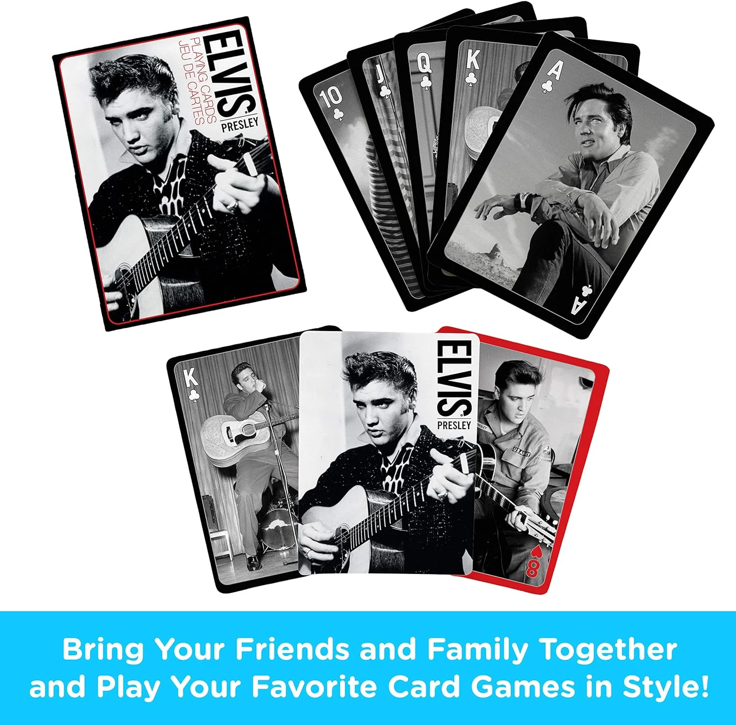 AQUARIUS Elvis Playing Cards - Elvis Presley Themed Deck of Cards for Your Favorite Card Games - Officially Licensed Elvis Merchandise & Collectibles - Poker Size with Linen Finish - Image 7