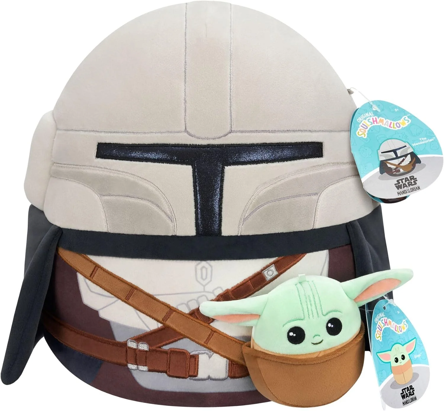 Squishmallows Original Star Wars 12-Inch Mandalorian + 3.5-Inch Grogu Plush (2-Pack), Age 3+ - Image 3