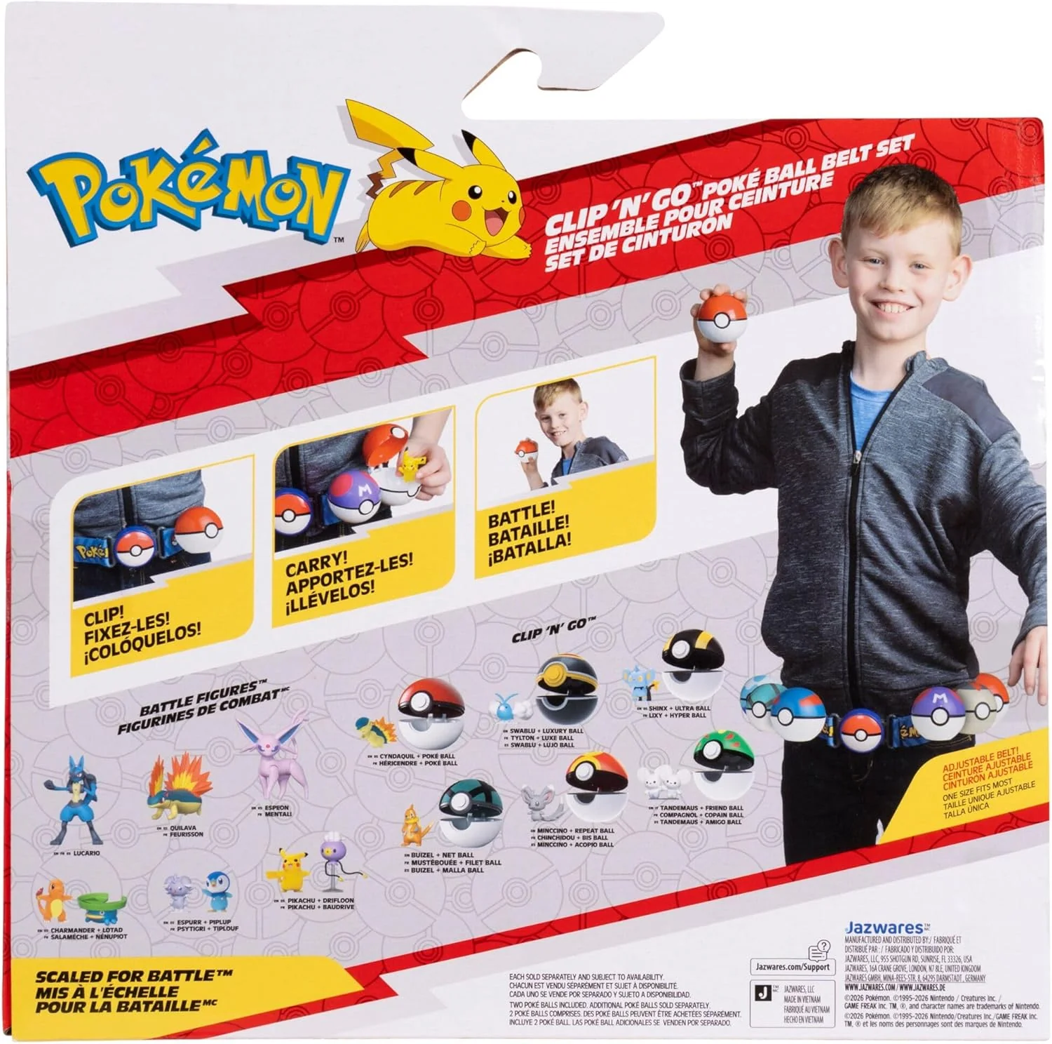 Pokémon Pikachu Clip ‘N’ Go Belt Set - 2-Inch Pikachu Battle Figure with Premier Ball, Ultra Ball, and Electric-Type Themed Belt - Image 3