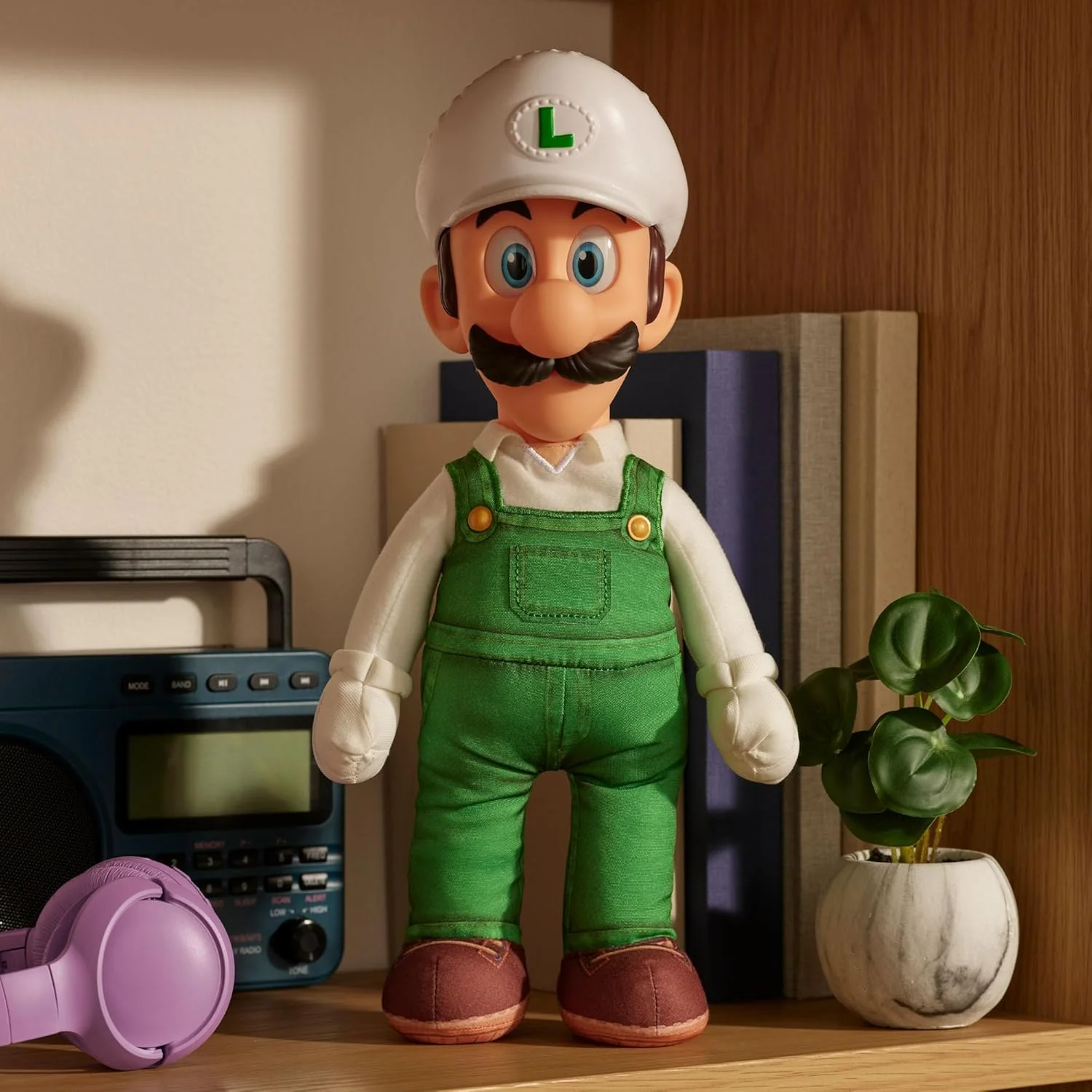 The Super Mario Galaxy Movie Fire Luigi Poseable Plush 15" / 38cm, Officially Licensed by Jakks Pacific, Plush with Sculpted Roto Head, Nintendo Collectible Plush, for Ages 3+ - Image 4