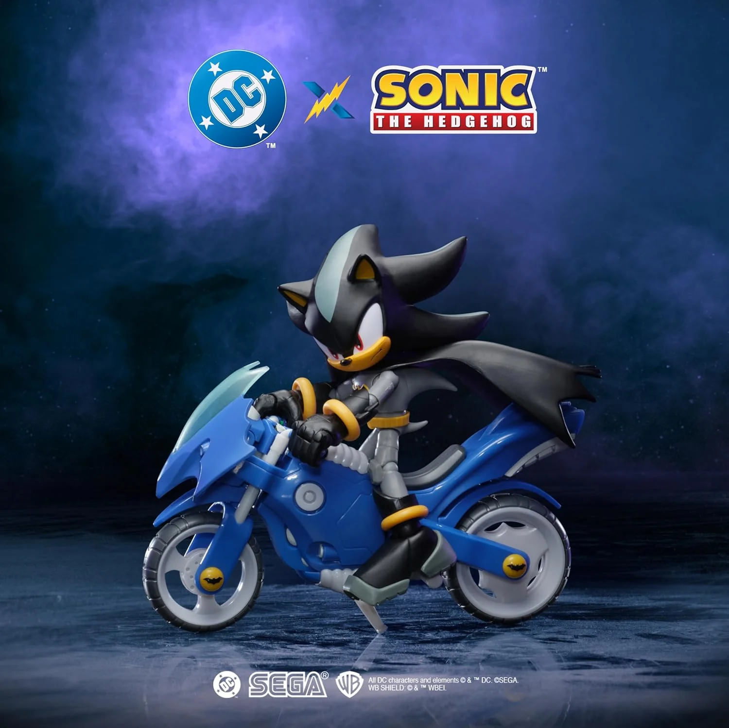 DC x Sonic Shadow as Batman & Batcycle 5" / 13cm Action Figure Set, Officially Licensed by Jakks Pacific, 5" Shadow Action Figure, Interactive Vehicle with Moving Wheels and Working Kickstand - Image 4
