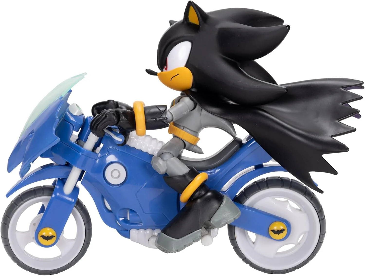 DC x Sonic Shadow as Batman & Batcycle 5" / 13cm Action Figure Set, Officially Licensed by Jakks Pacific, 5" Shadow Action Figure, Interactive Vehicle with Moving Wheels and Working Kickstand - Image 5