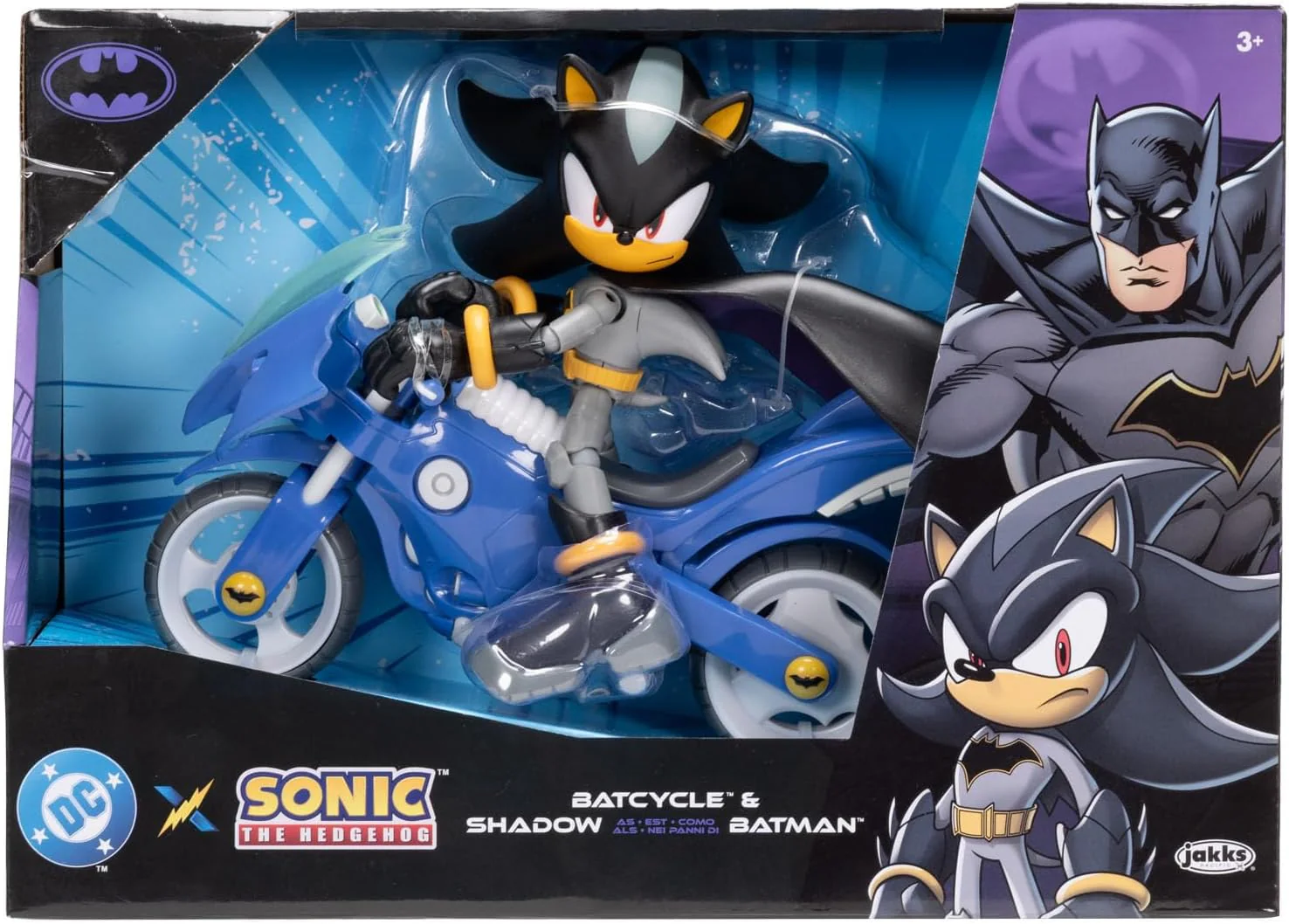 DC x Sonic Shadow as Batman & Batcycle 5" / 13cm Action Figure Set, Officially Licensed by Jakks Pacific, 5" Shadow Action Figure, Interactive Vehicle with Moving Wheels and Working Kickstand - Image 6