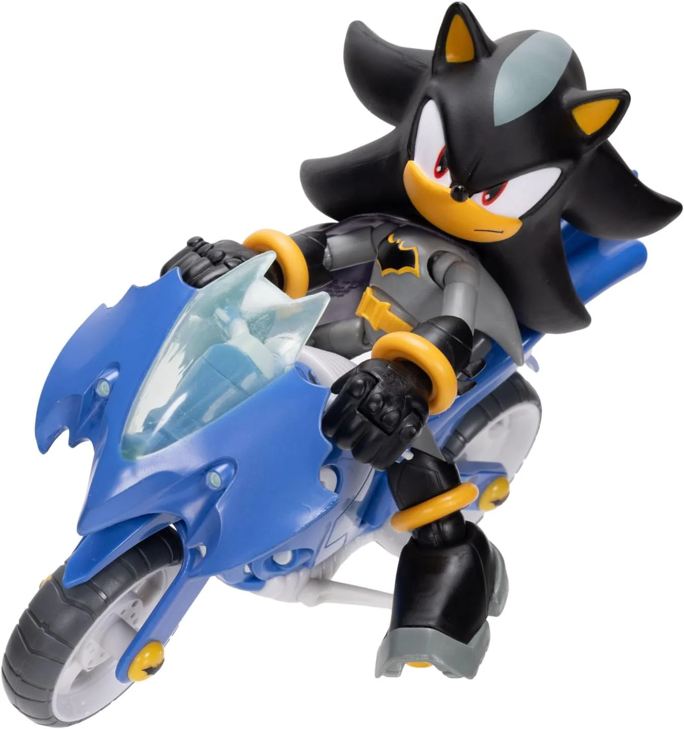 DC x Sonic Shadow as Batman & Batcycle 5" / 13cm Action Figure Set, Officially Licensed by Jakks Pacific, 5" Shadow Action Figure, Interactive Vehicle with Moving Wheels and Working Kickstand - Image 7