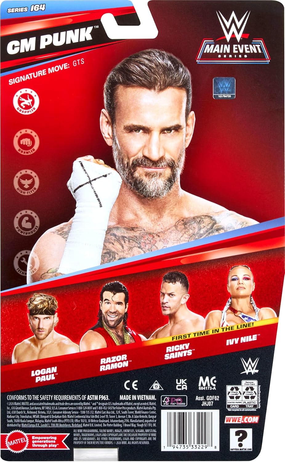 Mattel WWE CM Punk Action Figure, Main Event Series #164, 6-inch Collectible Superstar with 14 Articulation Points & Life-Like Look, JHJ07 - Image 4