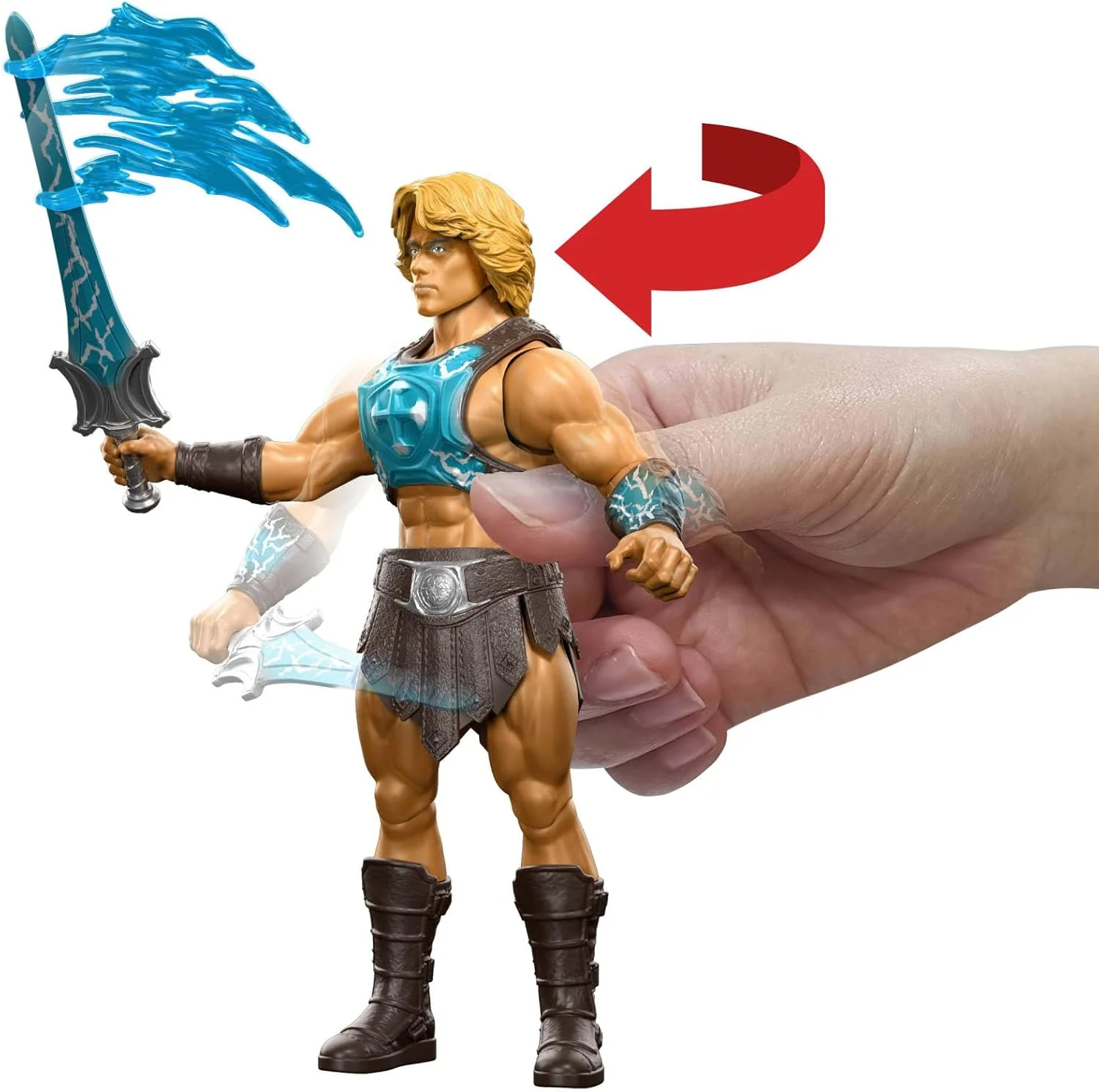 Masters of the Universe - He-Man con colpo di Spada del Potere, action figure con movimento di rotazione e rilascio ispirata all'eroe nel film MOTU 2026, 6+ anni, JKJ02 - Image 2