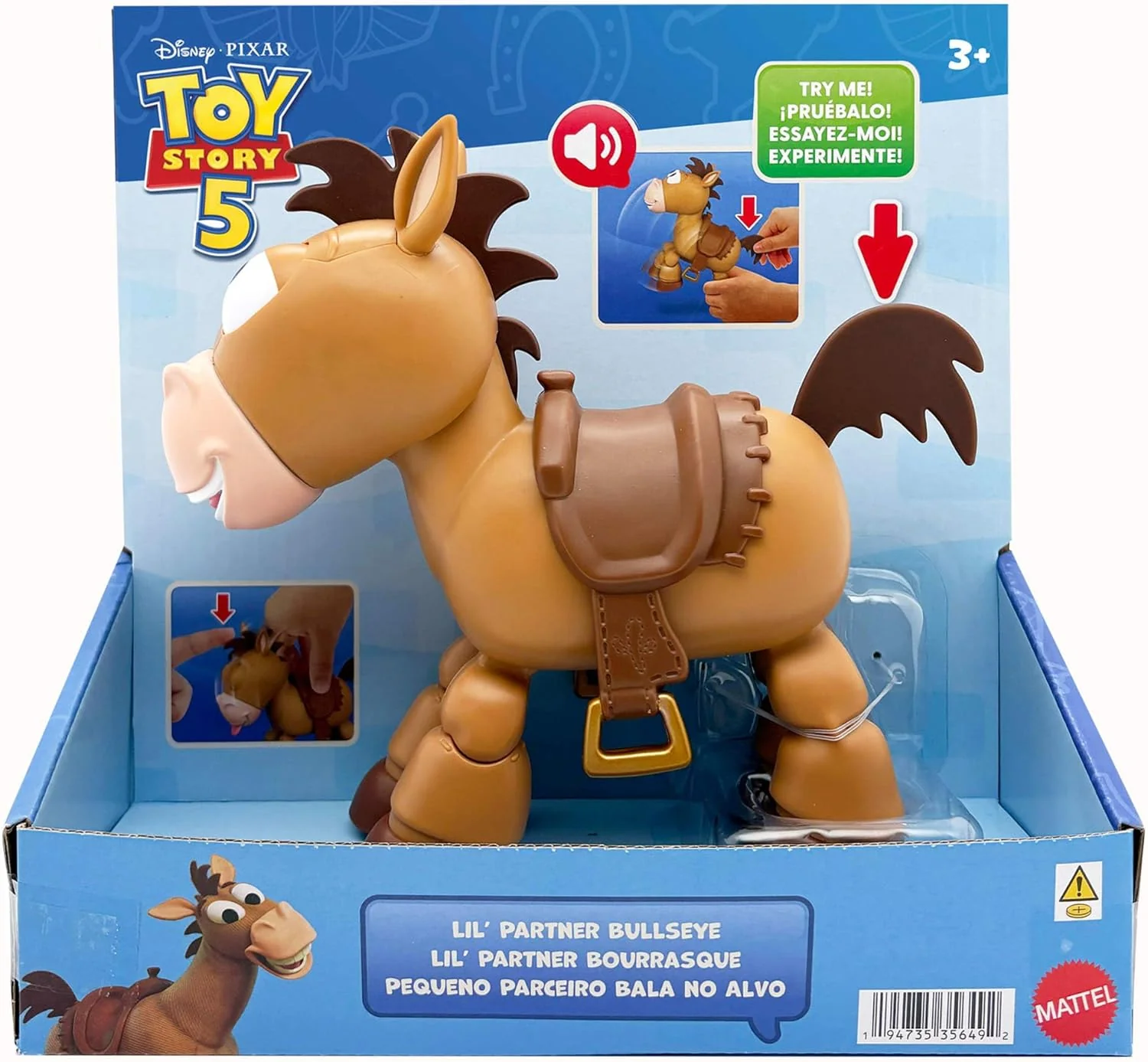 Mattel Disney and Pixar Toy Story 5 Posing Horse Figure with Sounds, Lil Partner Bullseye Touch Activated Play Positions, JKV48 - Image 6