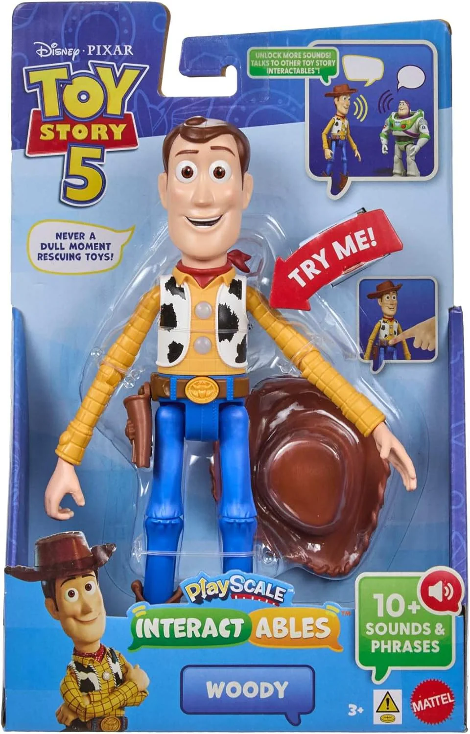 Mattel Disney Pixar Toy Story 5 - Woody, personaggio interattivo da 18cm che ripete le frasi del film e interagisce con gli altri personaggi della serie quando sono vicini, JKV25 - Image 3