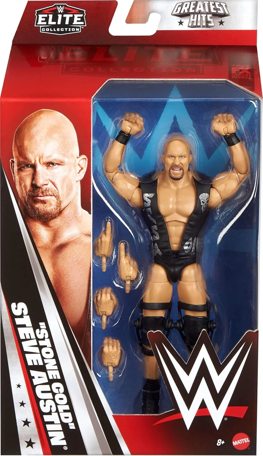 Mattel WWE Elite Actionfigur und Zubehörteile, Greatest Hits 2025, ca. 15 cm große Sammelfigur Stone Cold Steve Austin mit 25 Bewegungspunkten und austauschbaren Händen, JHT58 - Image 2