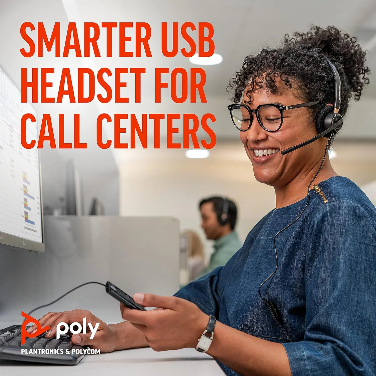 Plantronics Poly – EncorePro 525 USB-A and USB-C USB headset () – Acoustic Hearing Protection - Hold & Call Answer buttons- Dual ear - Image 5