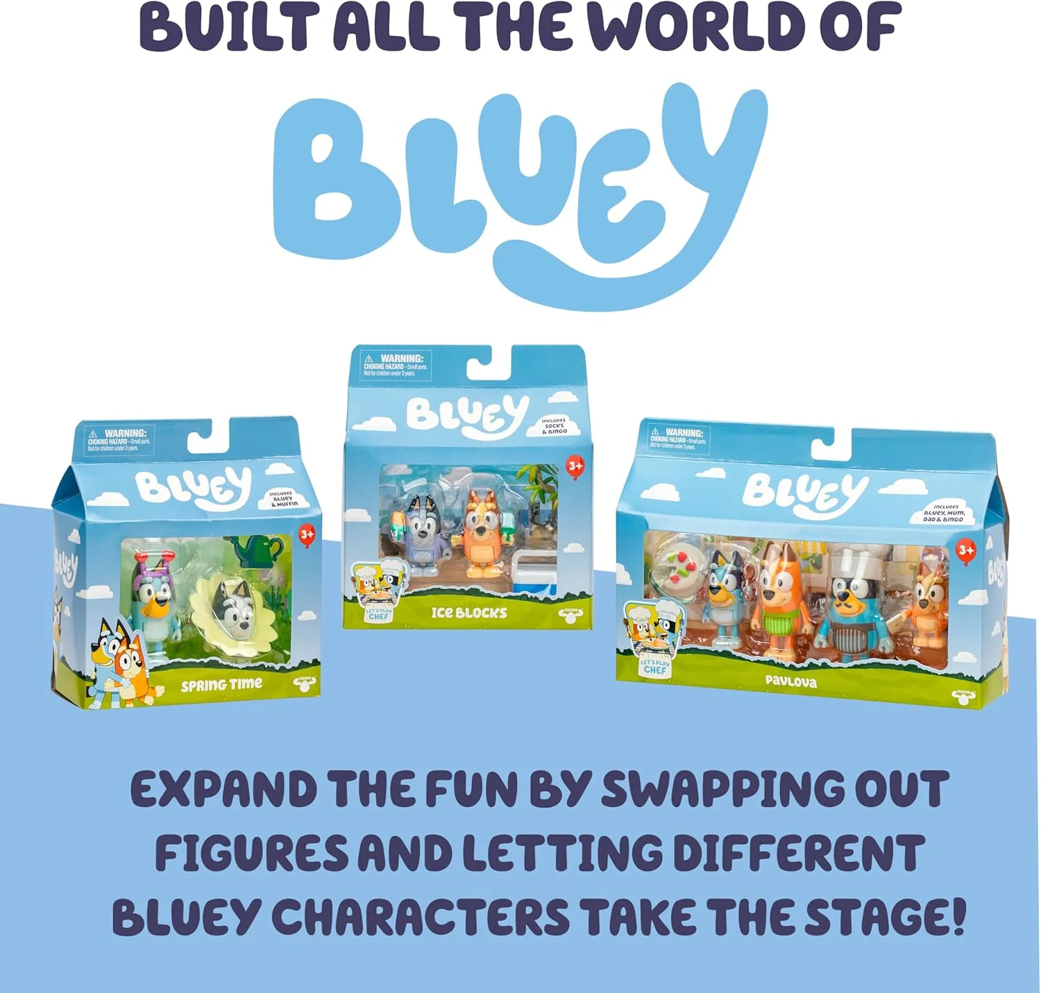 Bluey Figuur 2-pack tapijt eiland. 2 afleveringen thema figuren met bewegende armen en paddleboard accessoires, 2,5-3" (6-7,6 cm) beweegbaar speelgoed voor kinderen. Maak momenten van The Episode Rug - Image 4