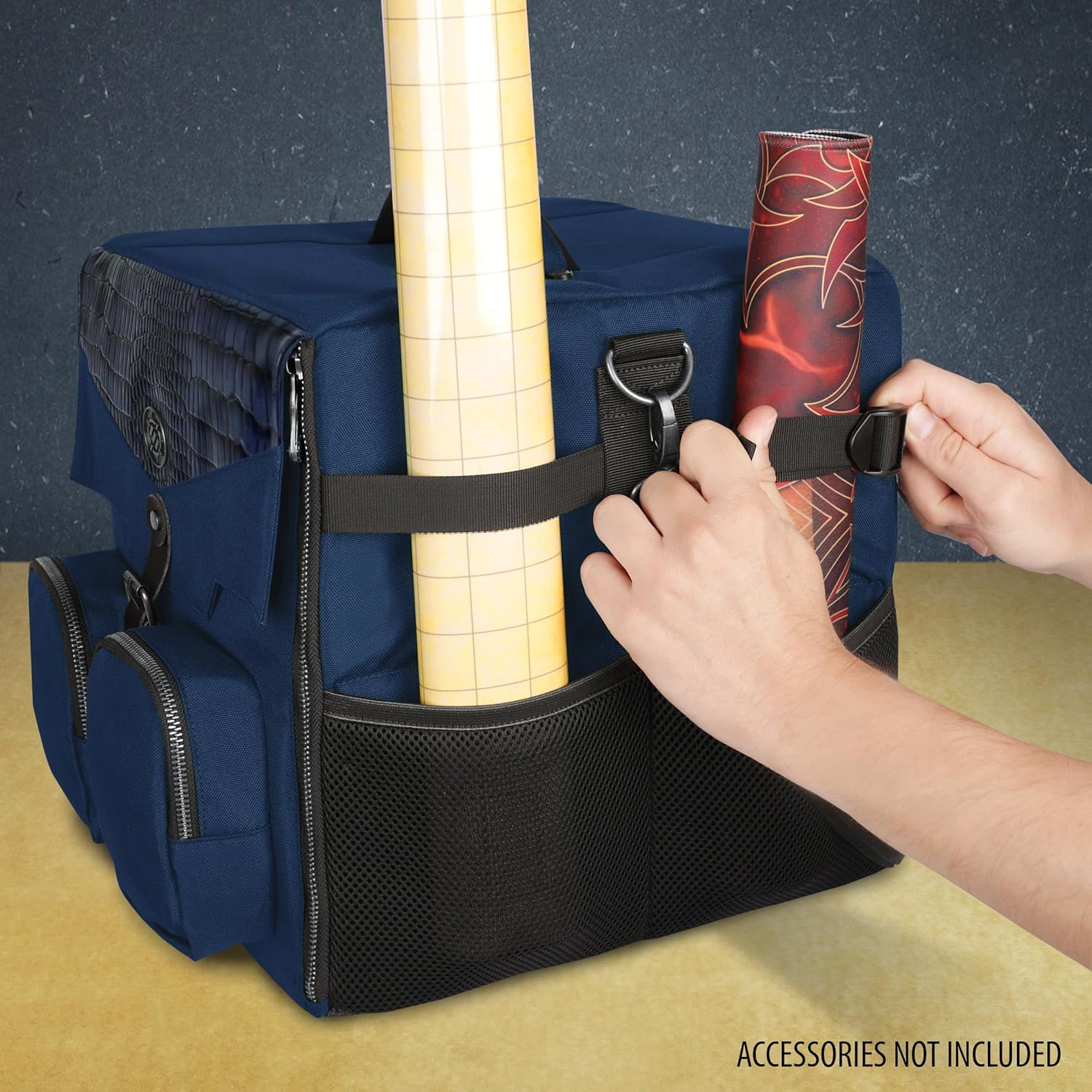 ENHANCE Brettspiel-Umhängetasche - Collector’s Edition Aufbewahrung mit Schultergurt & Zubehörfächern für Würfel, Karten un mehr - Verstärkte Tasche schützt Tabletop-Spiele (Drachen Blau - Image 3