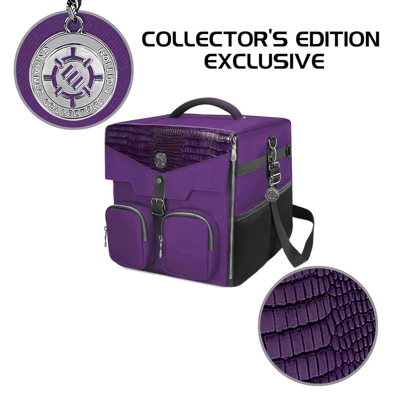 ENHANCE Brettspiel-Umhängetasche - Collector’s Edition Aufbewahrung mit Schultergurt & Zubehörfächern für Würfel, Karten un mehr - Verstärkte Tasche schützt Tabletop-Spiele (Drachen Lila - Image 3