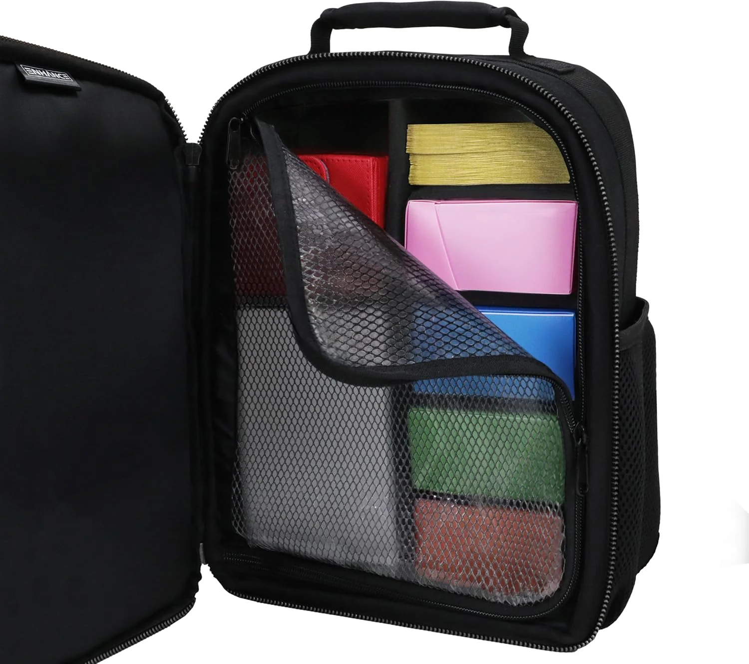 ENHANCE Collector's Edition Kleine Karten-Rucksack - Karten-Protektor Bildschirm, Aufbewahrung, Deckboxen - TCG Rucksack mit Spielmattenhalter, Kompatibel mit Magic the Gathering (Drachen Schwarz - Image 2
