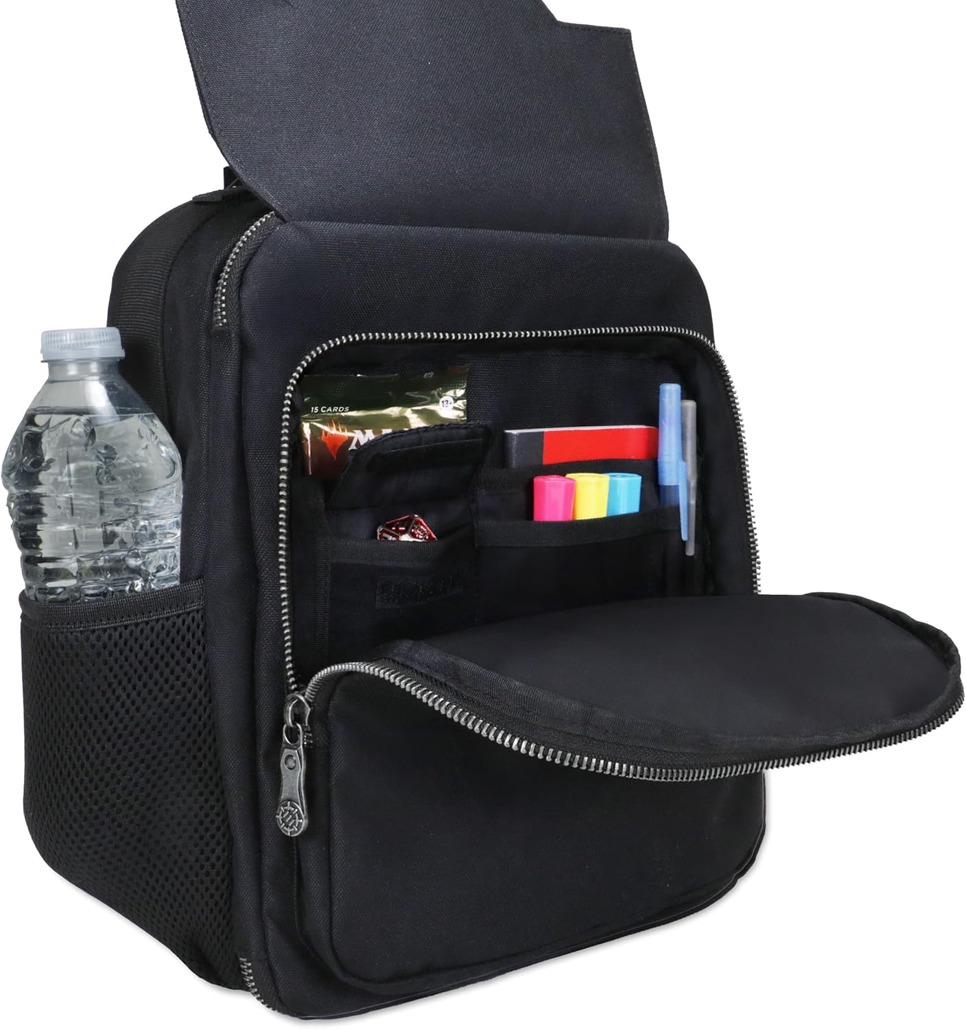 ENHANCE Collector's Edition Kleine Karten-Rucksack - Karten-Protektor Bildschirm, Aufbewahrung, Deckboxen - TCG Rucksack mit Spielmattenhalter, Kompatibel mit Magic the Gathering (Drachen Schwarz - Image 3