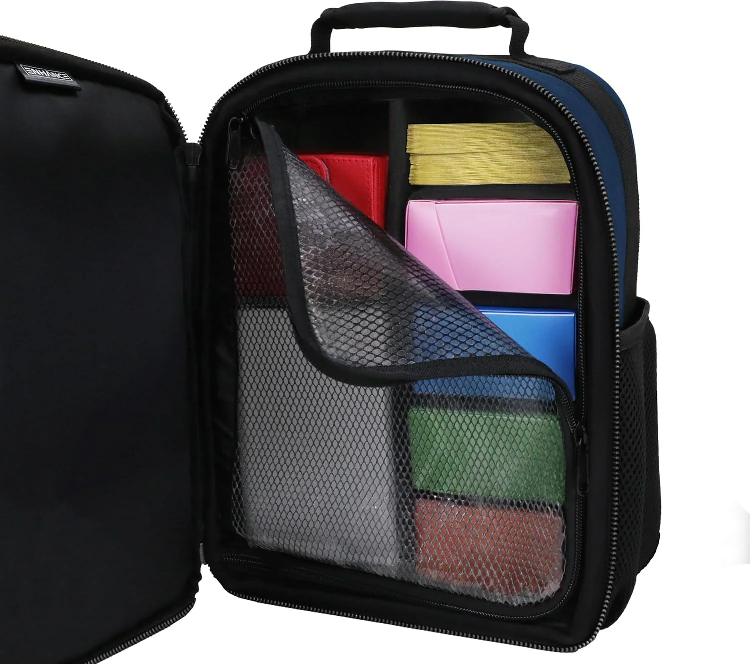 ENHANCE Collector's Edition Kleine Karten-Rucksack - Karten-Protektor Bildschirm, Aufbewahrung, Deckboxen - TCG Rucksack mit Spielmattenhalter, Kompatibel mit Magic the Gathering (Drachen Blau - Image 3