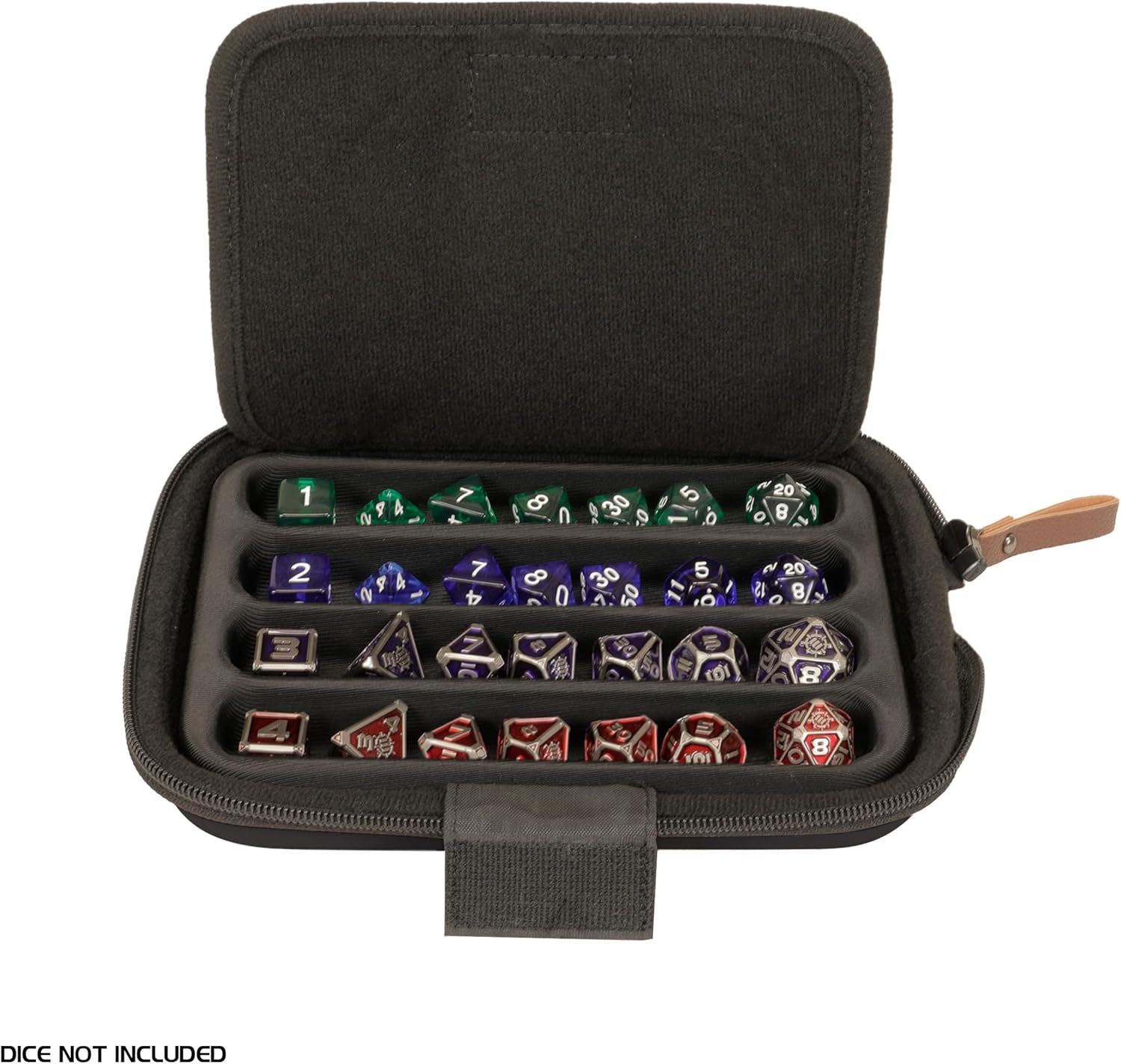 ENHANCE Designer Edition Würfeltablett – Würfel-Case & Würfelhalter für 28+ Würfel mit robuster Eva-Schale & Schutz – Würfelbrett mit herausnehmbarem Halter für DND & andere RPG Spiele (Schwarz - Image 4