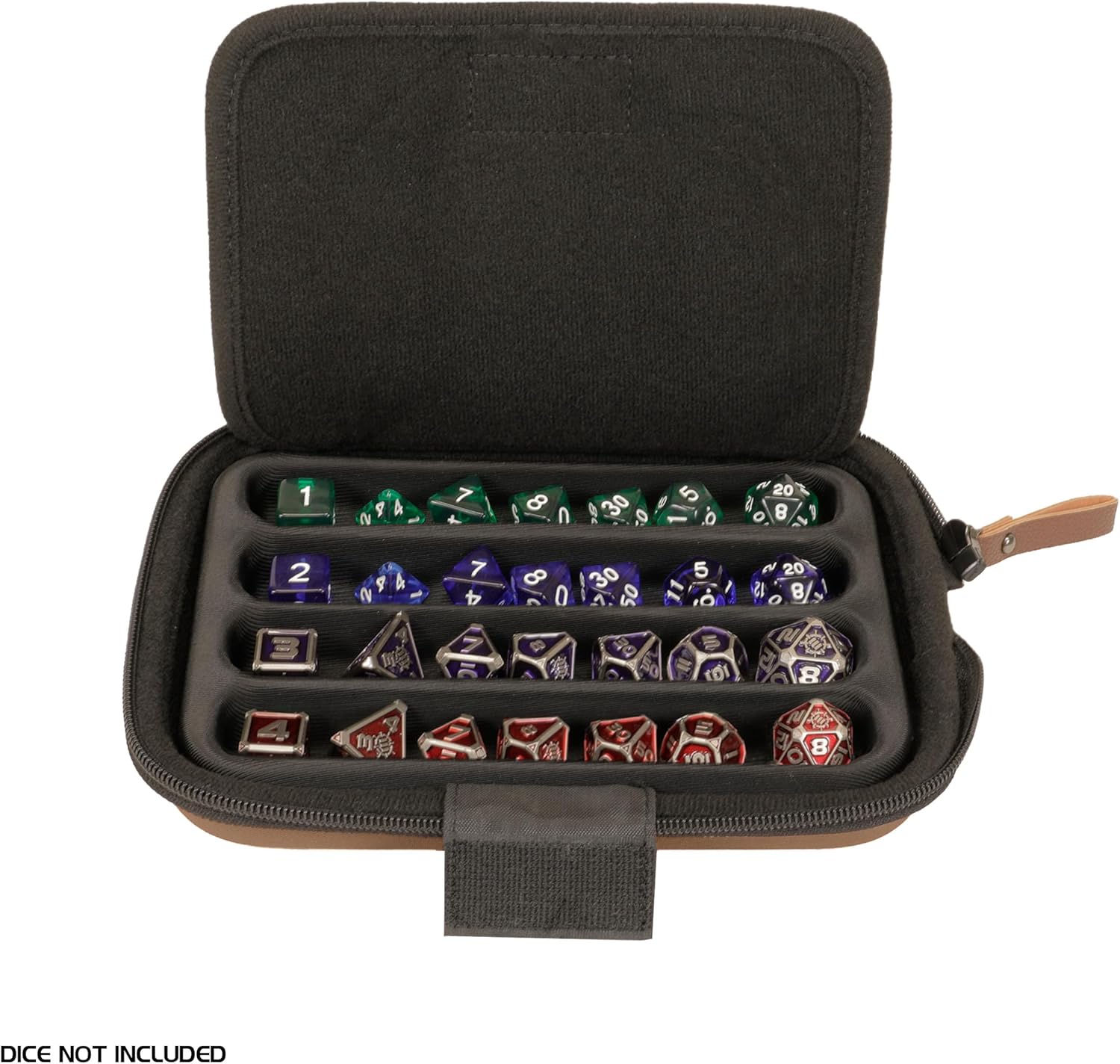 ENHANCE Designer Edition Würfeltablett – Würfel-Case & Würfelhalter für 28+ Würfel mit robuster Eva-Schale & Schutz – Würfelbrett mit herausnehmbarem Halter für DND & andere RPG Spiele (Bräunen - Image 2