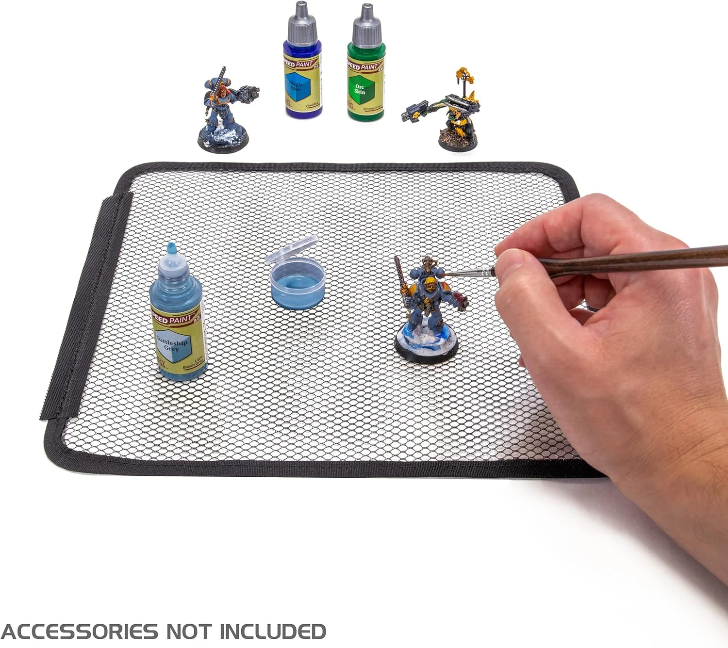 ENHANCE Custodia per Pittura Miniature - Valigetta con Slot per 60 Flaconi e 16 Pennelli, Organizer con Display a Galleria per Colori, Tracolla Comoda, Tappetino Lavabile e Superficie Facile da Pulire - Image 2