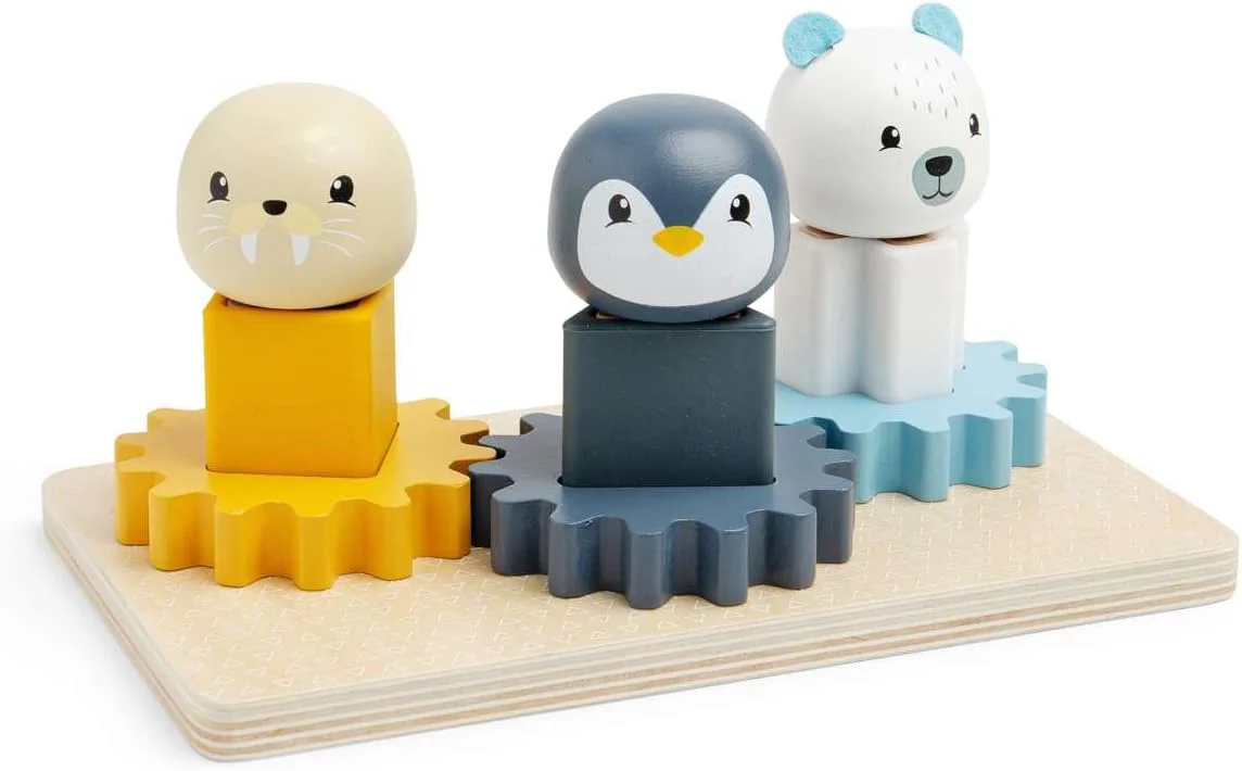 Bigjigs Toys Arctic Animal Cog Puzzles Board - 10-delig houten vorm-matching-spel, duurzame stukken hout met siliconenvormen, baby-peuter Montessori-speelgoed, cadeaus voor 1 2 3 jaar oud - Image 4
