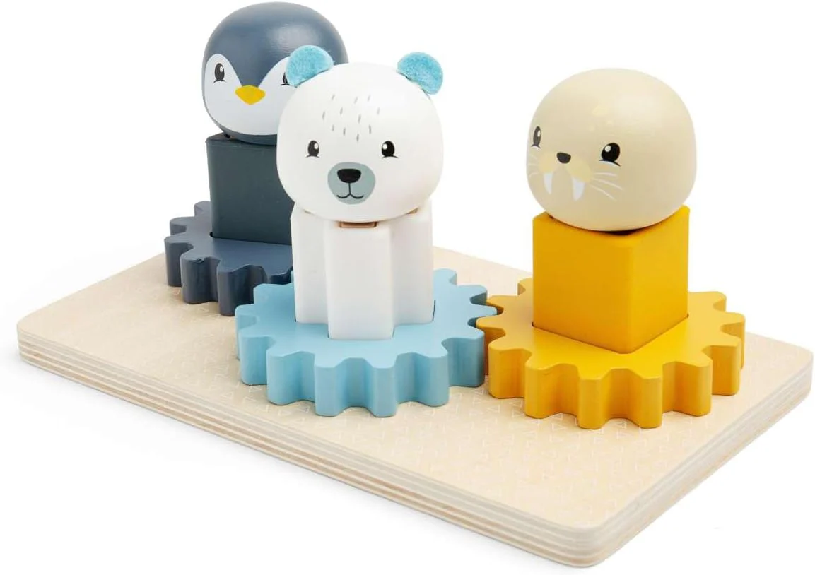 Bigjigs Toys Arctic Animal Cog Puzzles Board - 10-delig houten vorm-matching-spel, duurzame stukken hout met siliconenvormen, baby-peuter Montessori-speelgoed, cadeaus voor 1 2 3 jaar oud - Image 6