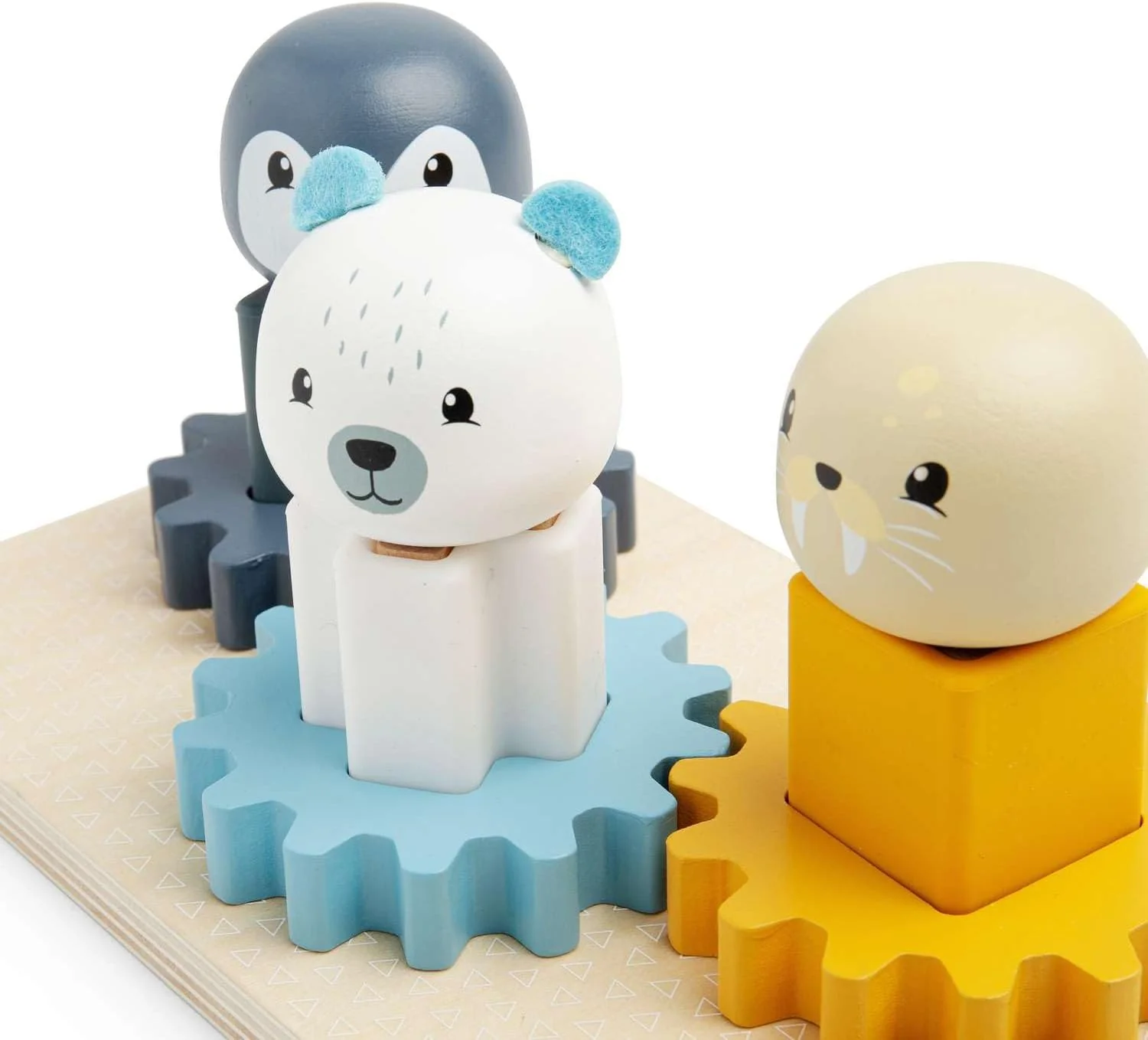 Bigjigs Toys Arctic Animal Cog Puzzles Board - 10-delig houten vorm-matching-spel, duurzame stukken hout met siliconenvormen, baby-peuter Montessori-speelgoed, cadeaus voor 1 2 3 jaar oud - Image 8