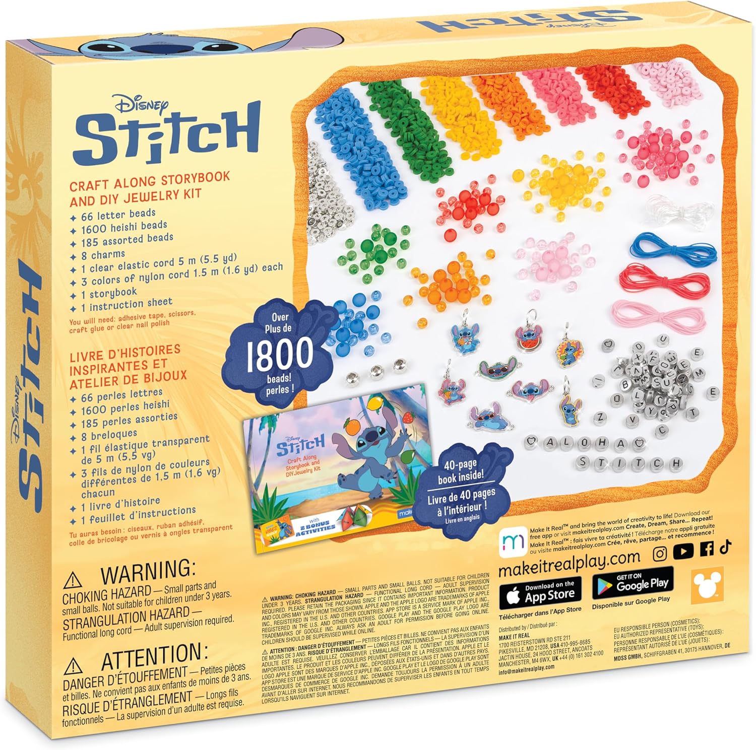 Make It Real: Disney Stitch - Craft Along Storybook & DIY Sieraden Kit - 1865st Craft Set, Ontwerp & Maak 12 ABC & Bead Armbanden, Tween-Girls-Kids 6+ - Image 3