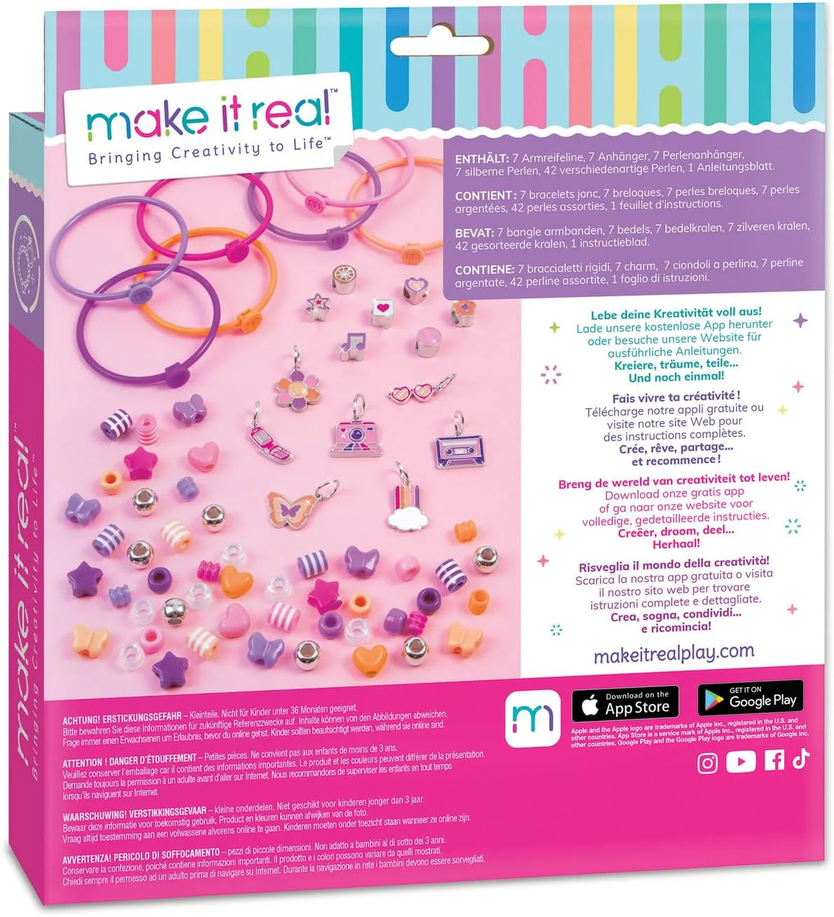 Make It Real 2901329 Fashion Armbandenset, doe-het-zelf sieradenset met modieuze parels, sieraden zelf knutselen, knutselset, creatieve kit voor kinderen - Image 4