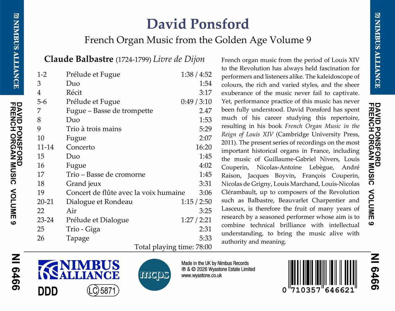 David Ponsford: French Organ Music from the Golden Age, Volume 9 - Image 2