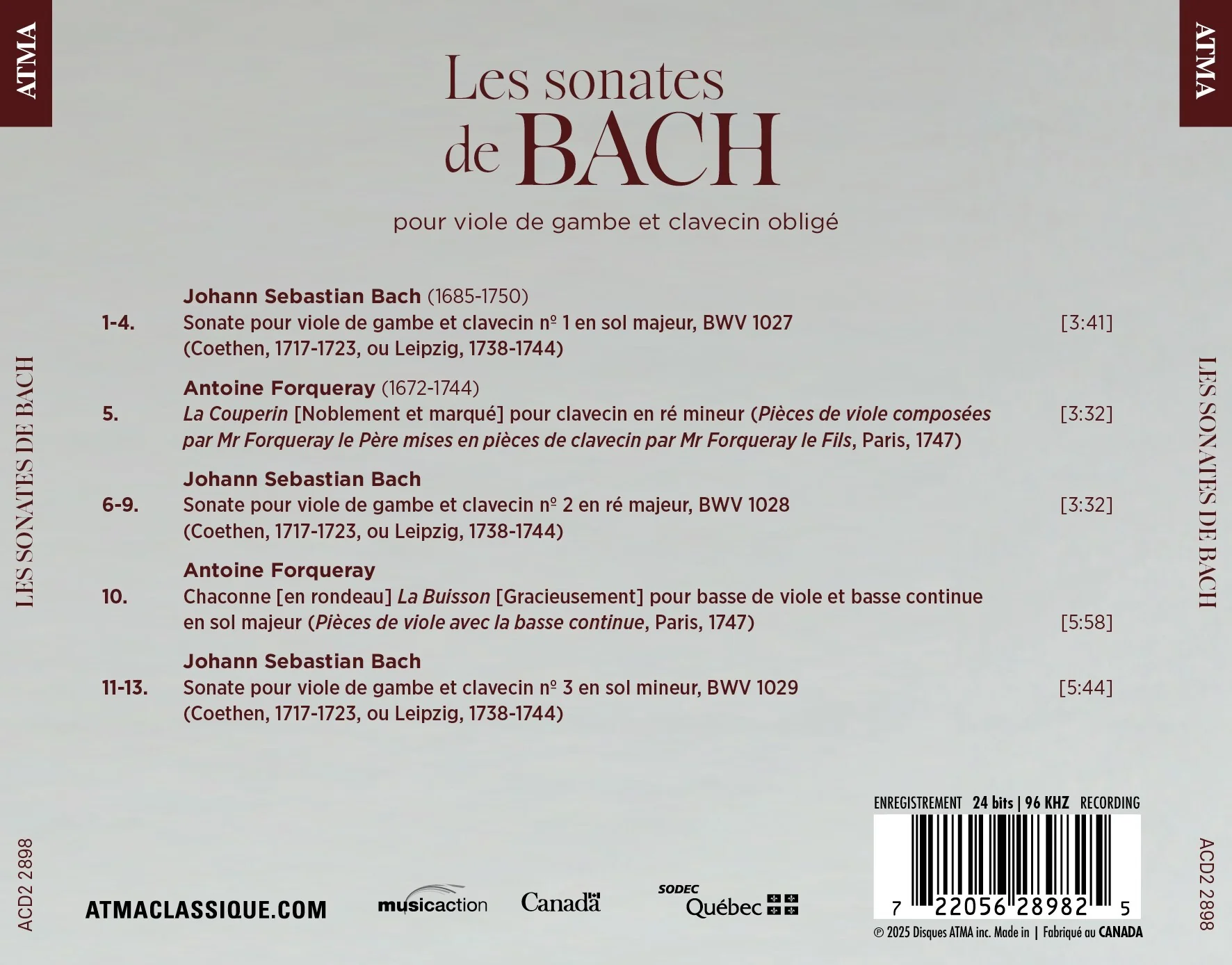 Les Sonates De Bach Pour Viole De Gambe Et Clavecin Oblige - Image 2