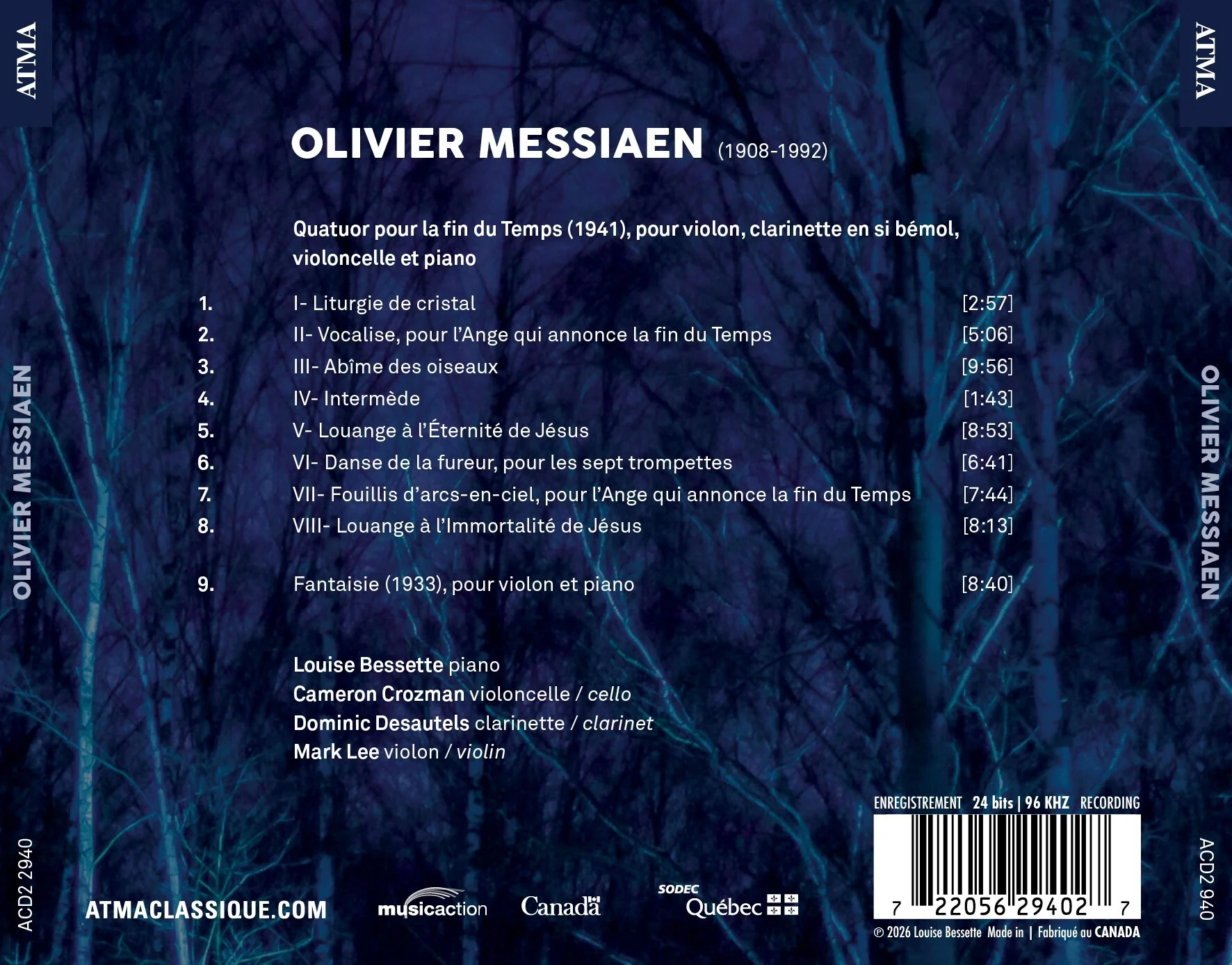 Olivier Messiaen: Quatuor Pour La Fin Du Temps & Fantaisie - Image 2