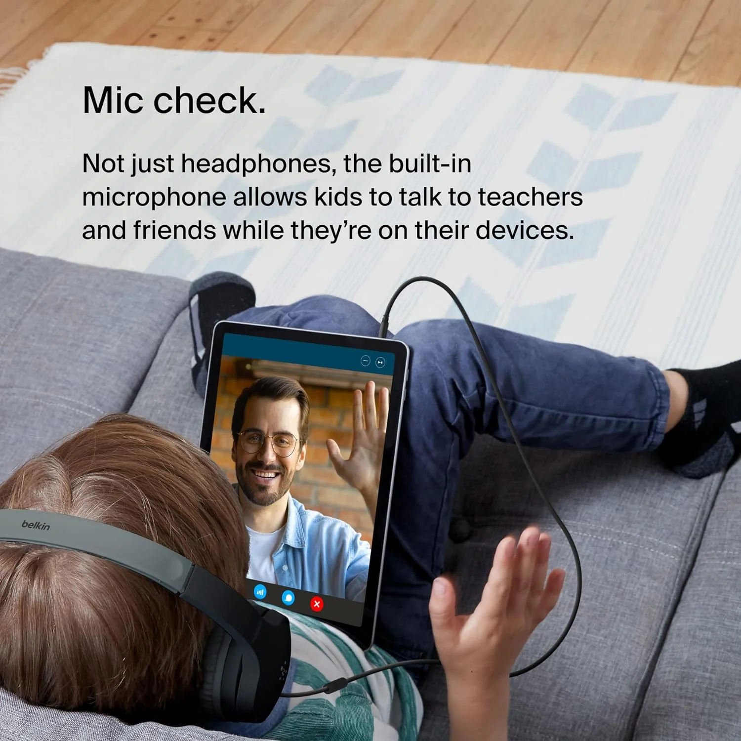 Belkin SoundForm Mini Wired On-Ear Headphones for Kids, Over-Ear Headset for Children with inline Microphone for Online Learning, School, Travel, Play, For 3.5mm Compatible Devices - Image 3