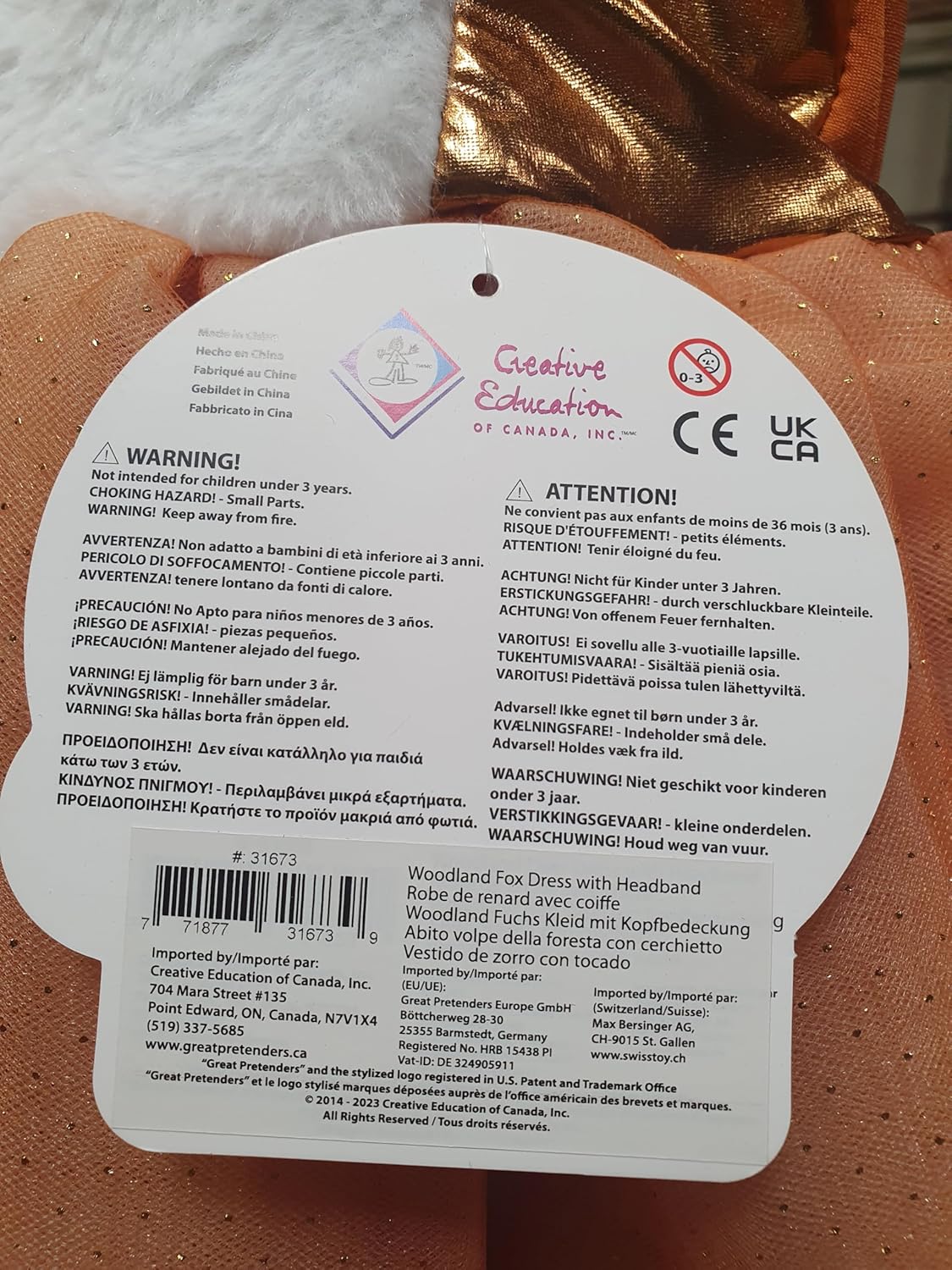 Great Pretenders - Woodland Fox Dress w/HB, maat US 3-4 mutsen, maskers en accessoires voor feestjes, meerkleurig, effen (31673 - Image 3