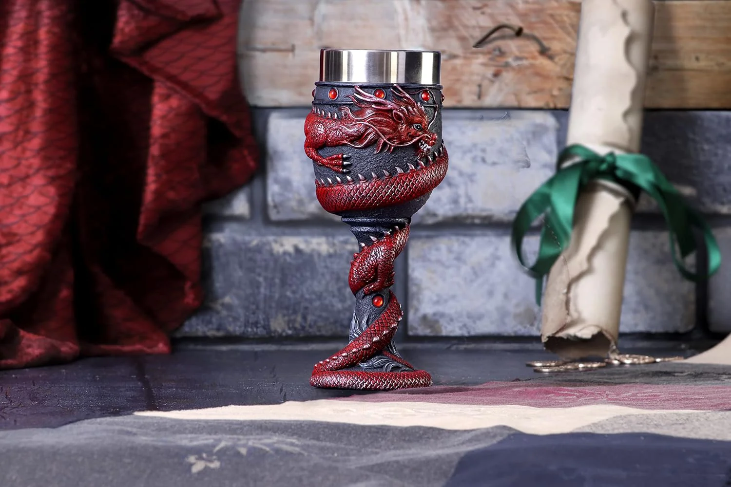 Nemesis Now B5882V2, Calice Dragon Coil, Rosso, 20cm - Image 3