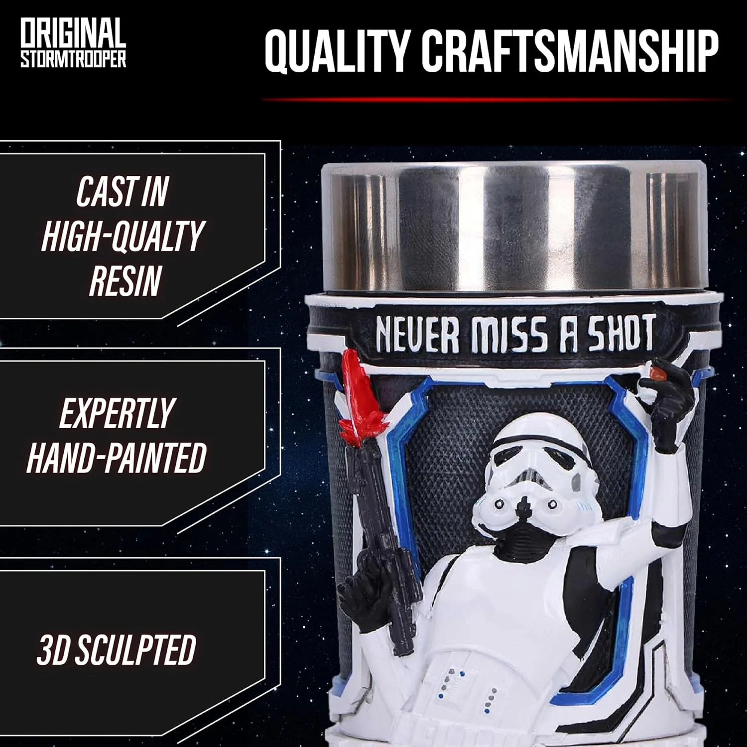 Nemesis Now Star Wars Stormtrooper Shot Glass Set of 3 - Collectible Resin Shot Glasses with 3D Sculpted Design, Stainless Steel Inserts, 8.7cm - Image 5