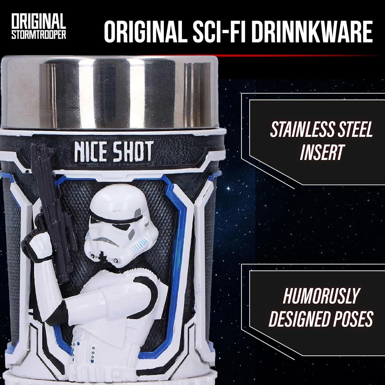 Nemesis Now Star Wars Stormtrooper Shot Glass Set of 3 - Collectible Resin Shot Glasses with 3D Sculpted Design, Stainless Steel Inserts, 8.7cm - Image 6