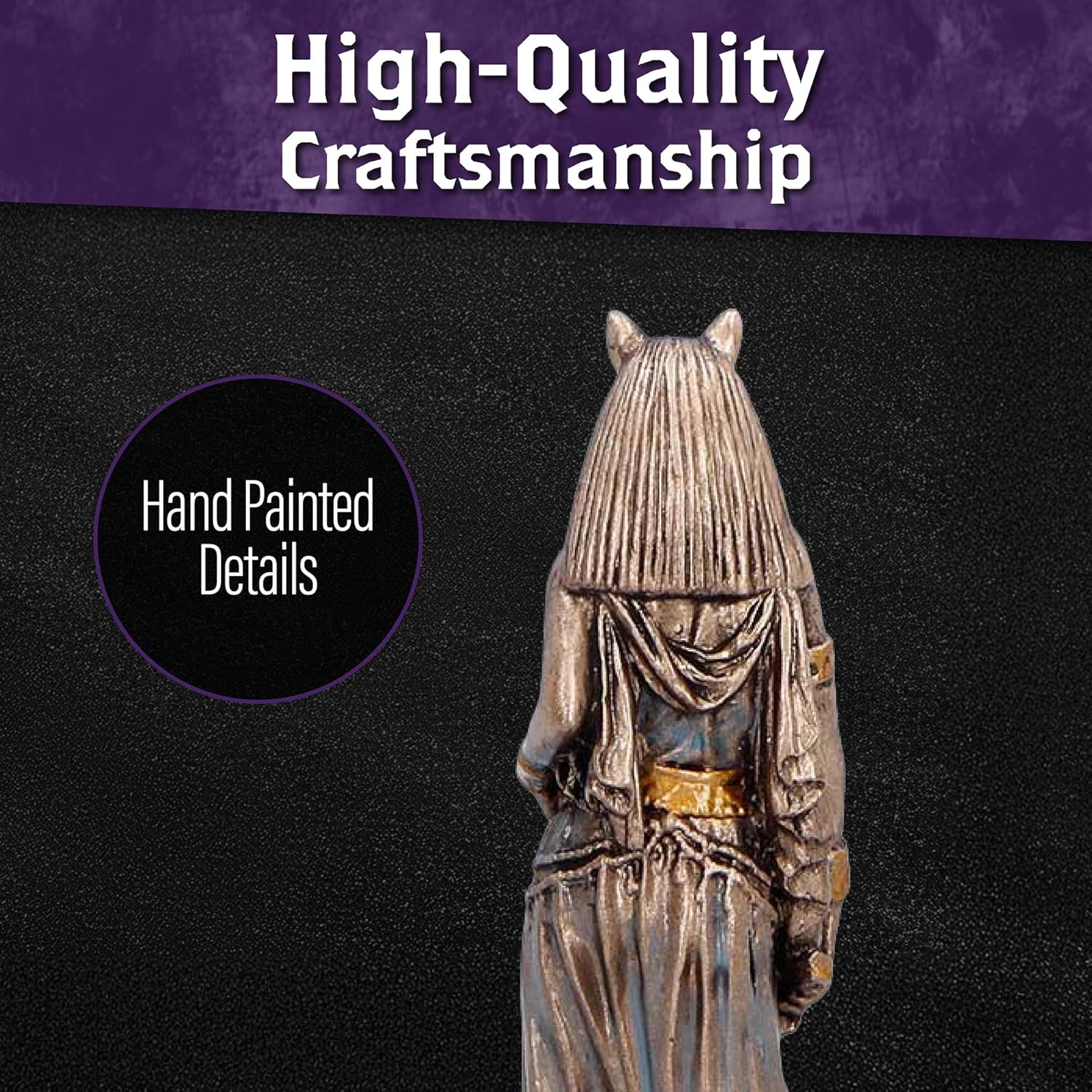 Nemesis Now Bastet Goddess of Protection (Mini) 8.2cm – Egyptian Cat Goddess Resin Figurine, Bronze Mini Statue, Ancient Egyptian Mythology Decor - Image 4