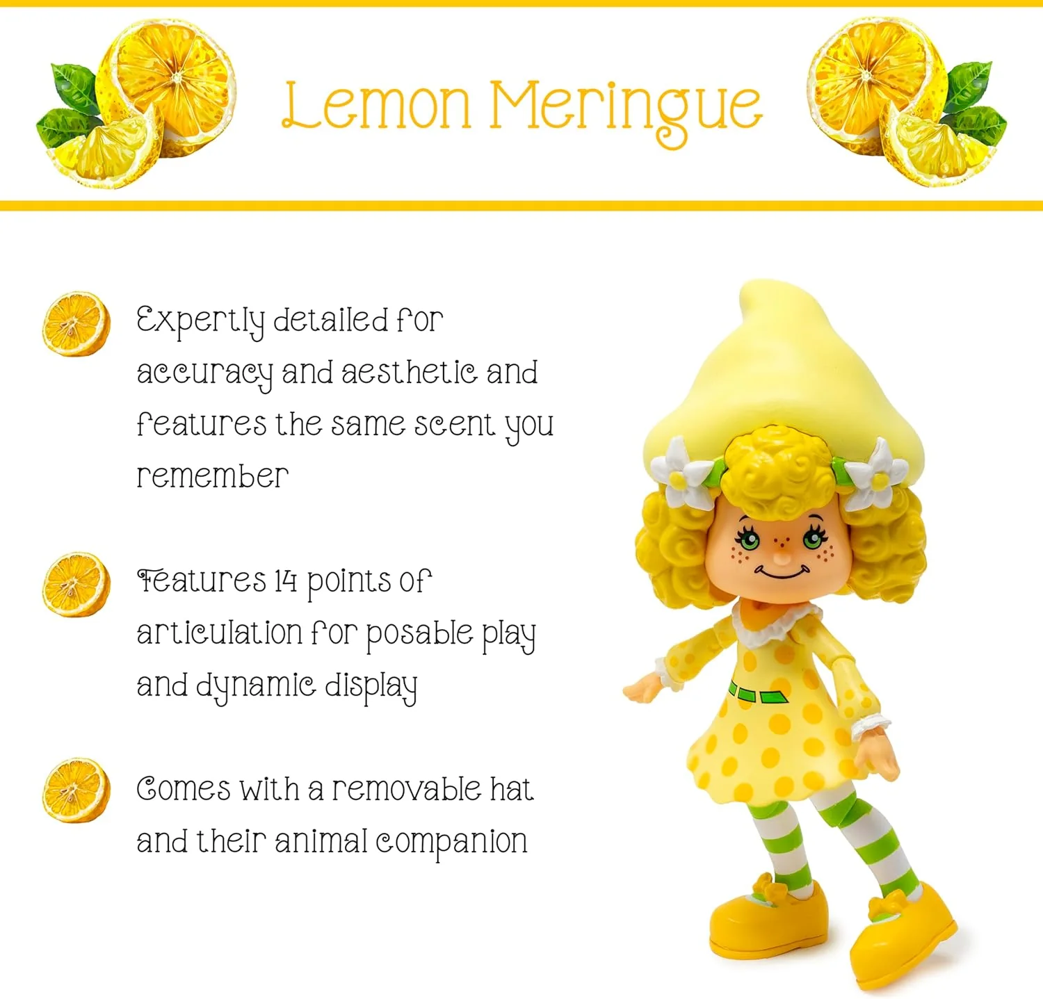 Boss Fight Studio Classic Strawberry Shortcake Lemon Meringue Actionfigur - Sammlerstück, duftende Figur mit abnehmbarem Hut und Tierbegleiter - Maßstab 1:12 - Image 4