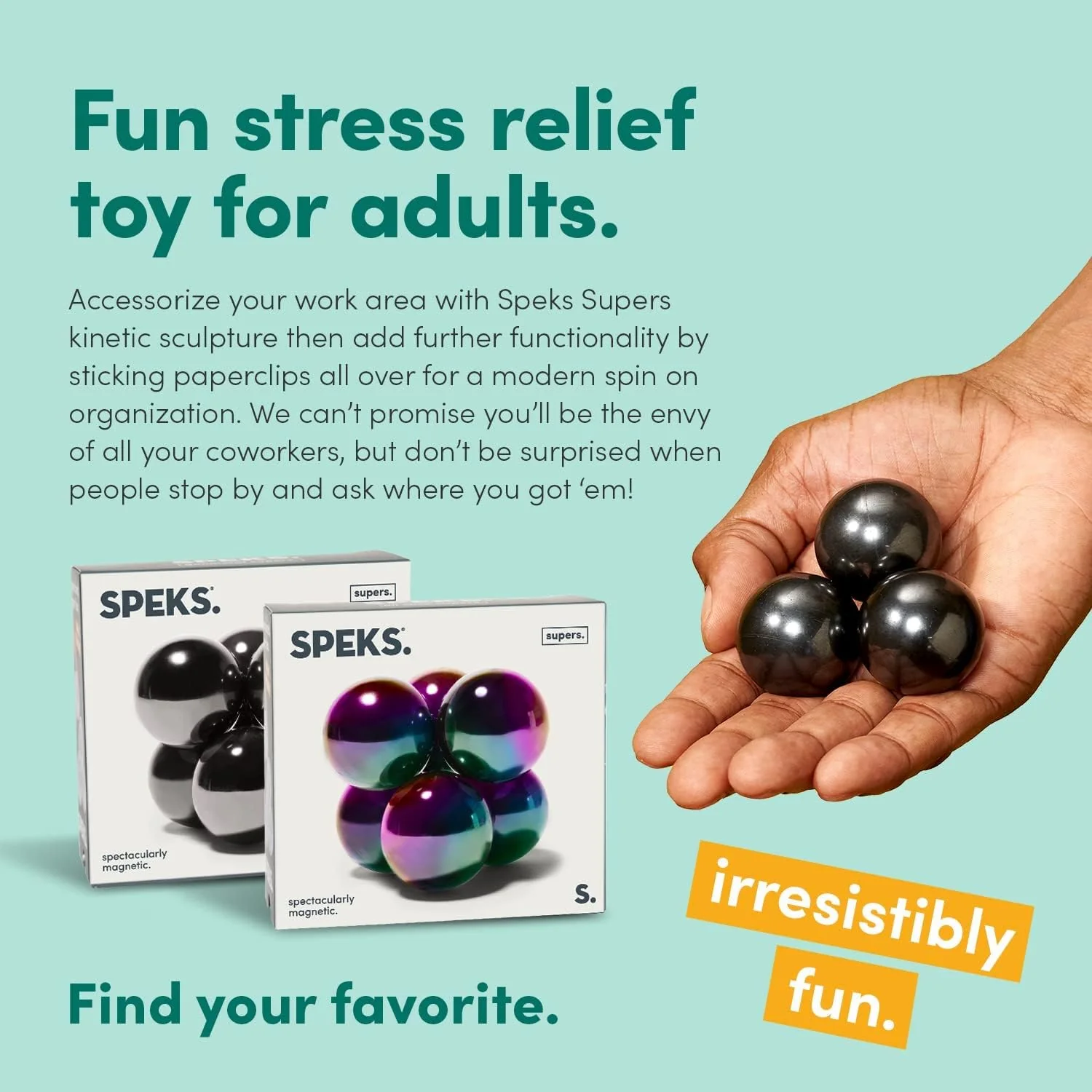 Speks Supers Magnetic Balls Fidget Toy for Adults and Teens 14+ | Stress Relief, Desk Toy | Set of 3 | Oil Slick - Image 3