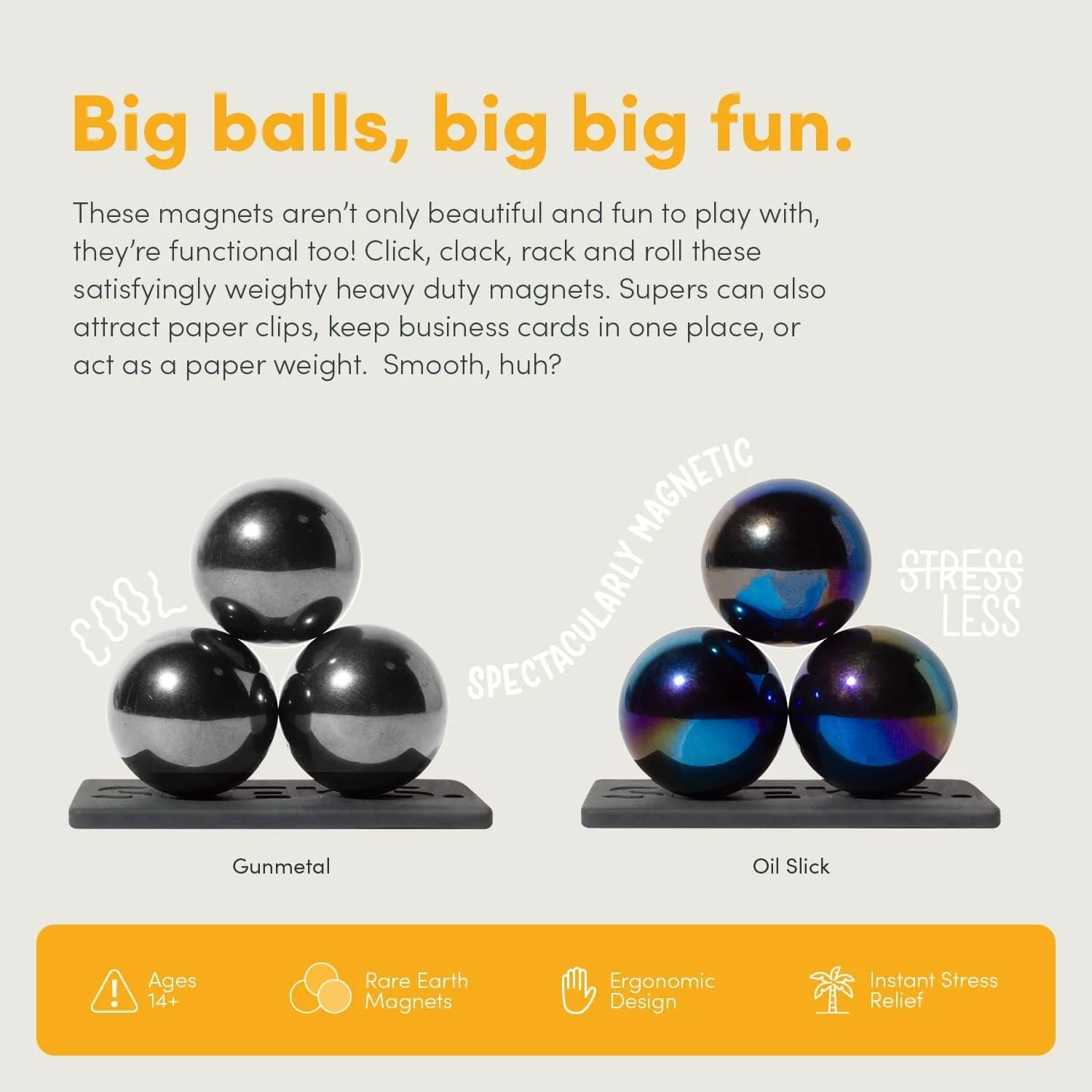 Speks Supers Magnetic Balls Fidget Toy for Adults and Teens 14+ | Stress Relief, Desk Toy | Set of 3 | Oil Slick - Image 4