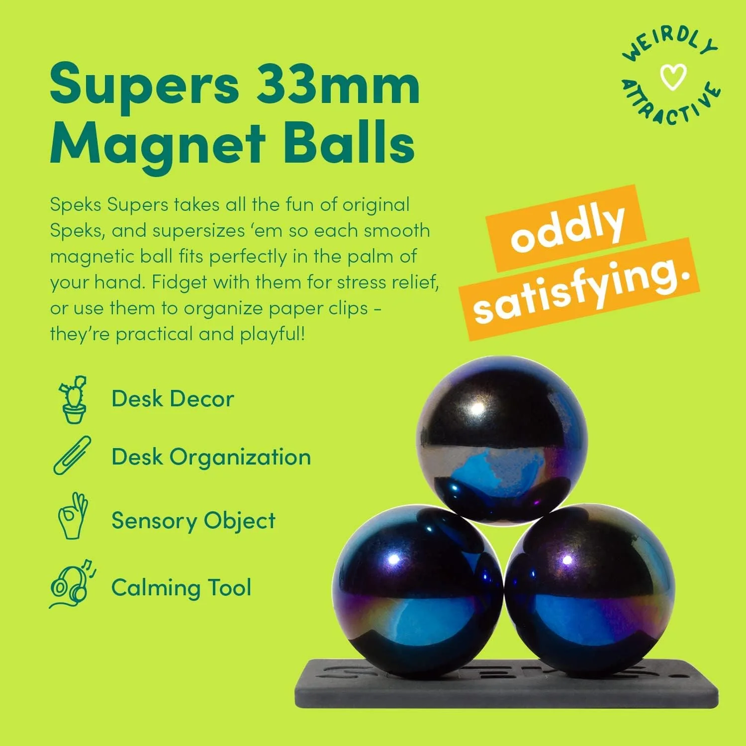 Speks Supers Magnetic Balls Fidget Toy for Adults and Teens 14+ | Stress Relief, Desk Toy | Set of 3 | Oil Slick - Image 5