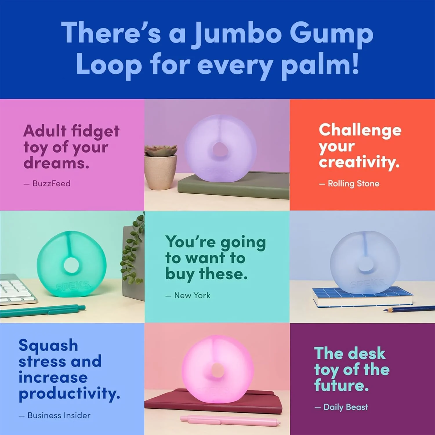 Gump Jumbo Loop Gel-Filled Stress Ball | Ultra-Squishy Fidget Toy for Stress Relief & Focus | Anxiety Ball for Adults & Teens | Sensory Squeeze Toy | Dew - Image 7