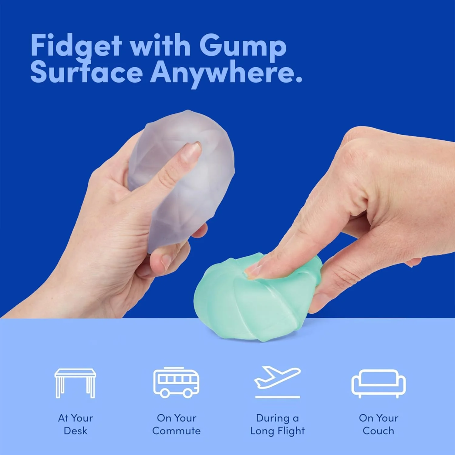Gump Surface Gel-Filled Stress Ball | Ultra-Squishy Fidget Toy for Stress Relief & Focus | Anxiety Ball for Adults & Teens | Sensory Squeeze Toy | Cool Mix 2 Pack - Image 3