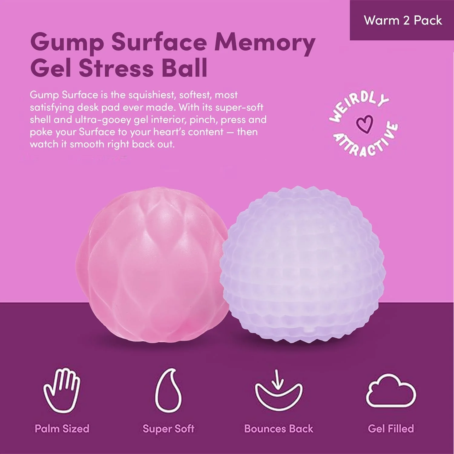 Gump Surface Gel-Filled Stress Ball | Ultra-Squishy Fidget Toy for Stress Relief & Focus | Anxiety Ball for Adults & Teens | Sensory Squeeze Toy | Warm Mix 2 Pack - Image 4